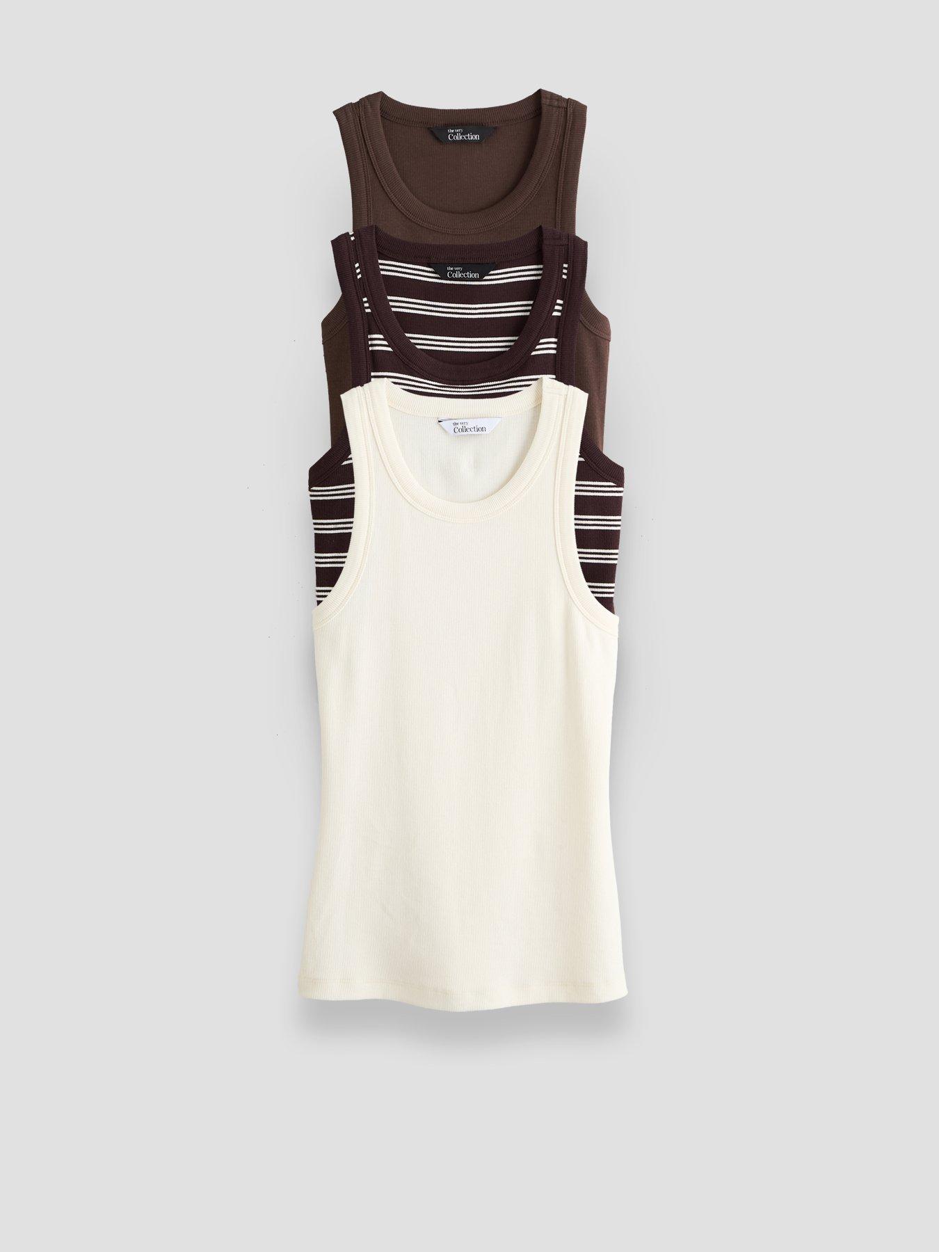 The Very Collection 3 Pack Rib Racer Vests - Multi