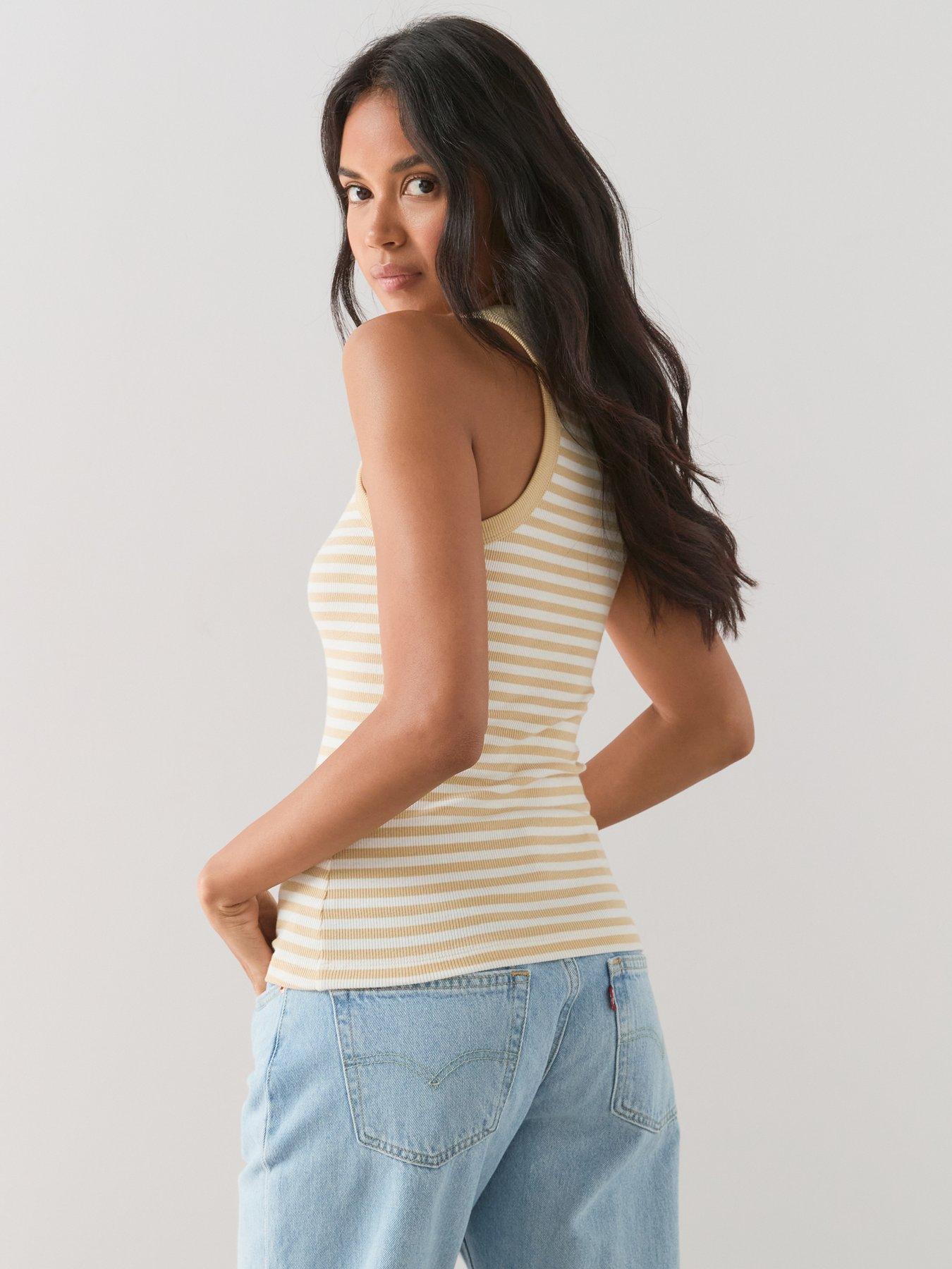 Image 2 of 7 of The Very Collection Rib Racer Vest - Neutral Stripe
