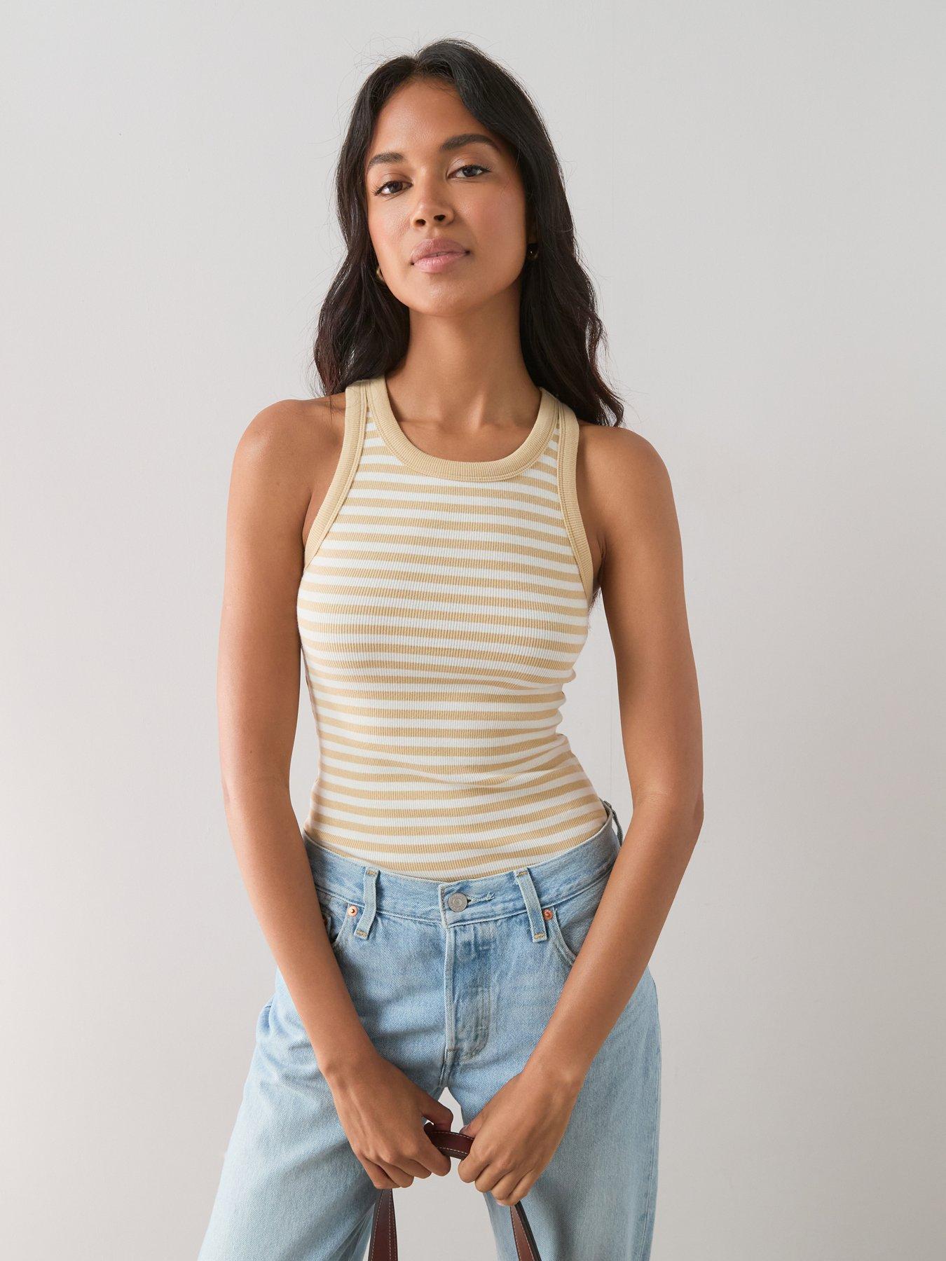 Image 5 of 7 of The Very Collection Rib Racer Vest - Neutral Stripe