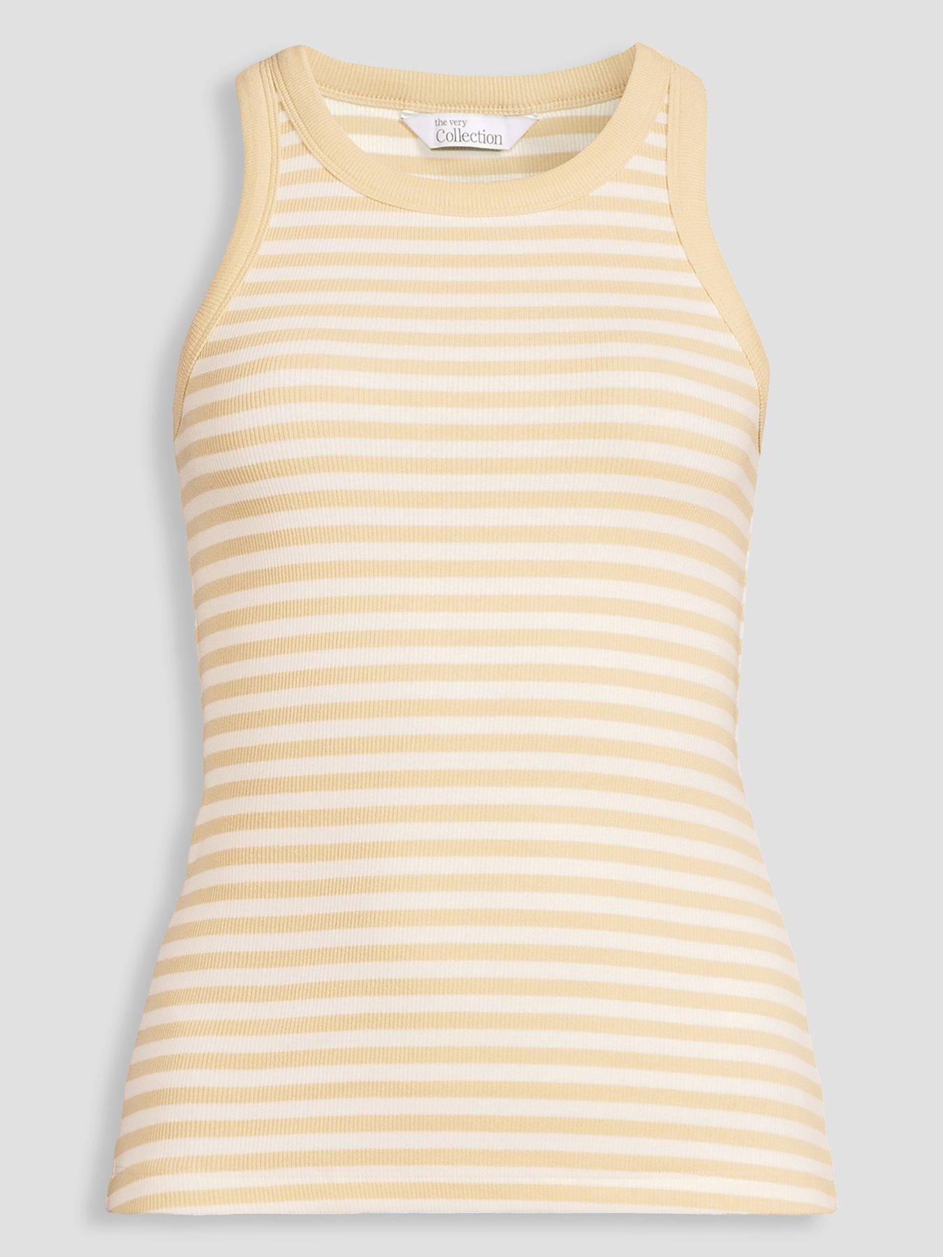 Image 7 of 7 of The Very Collection Rib Racer Vest - Neutral Stripe