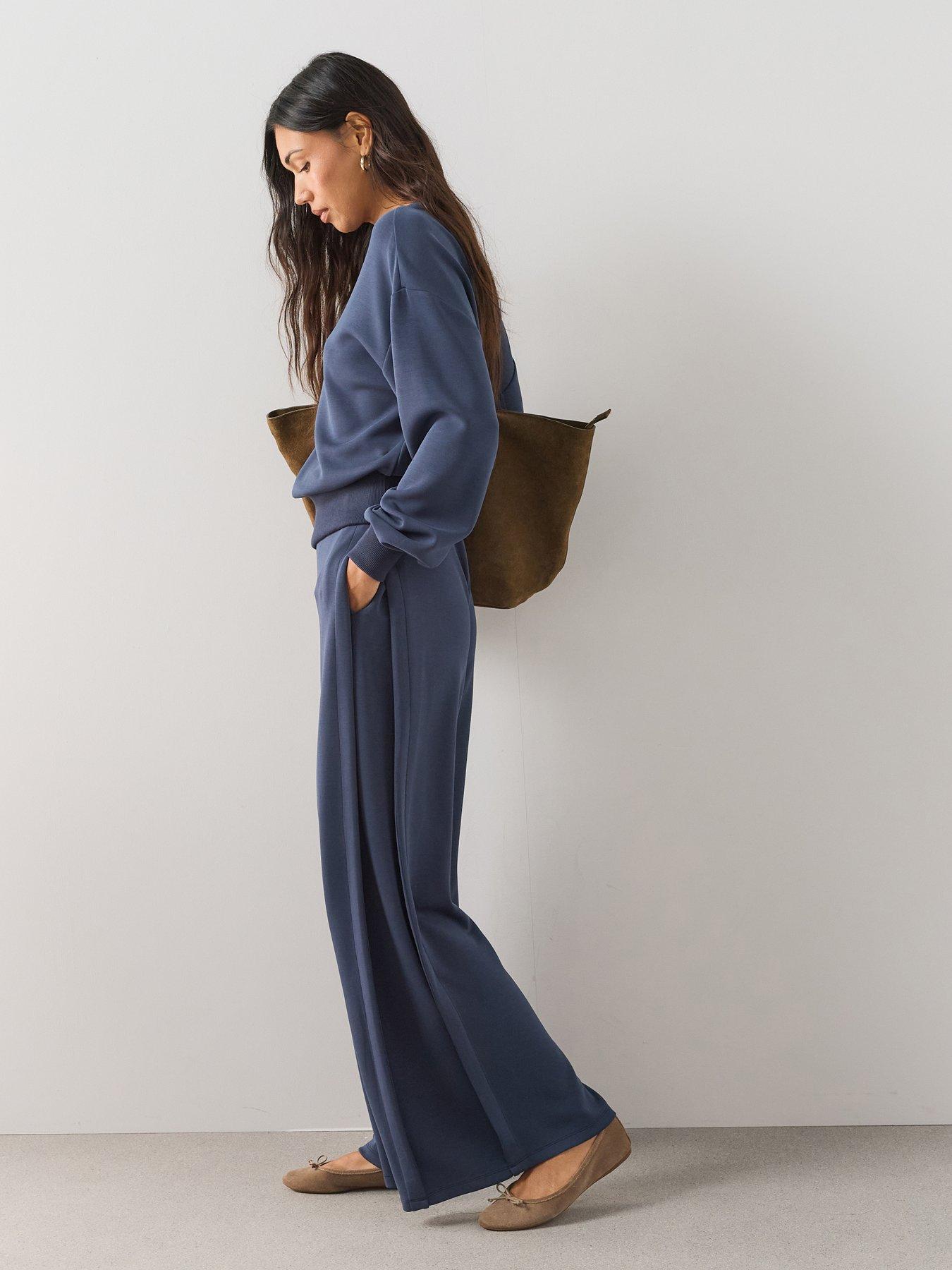 Image 3 of 7 of The Very Collection Modal Sweatshirt with Ribbed Waistband - Navy