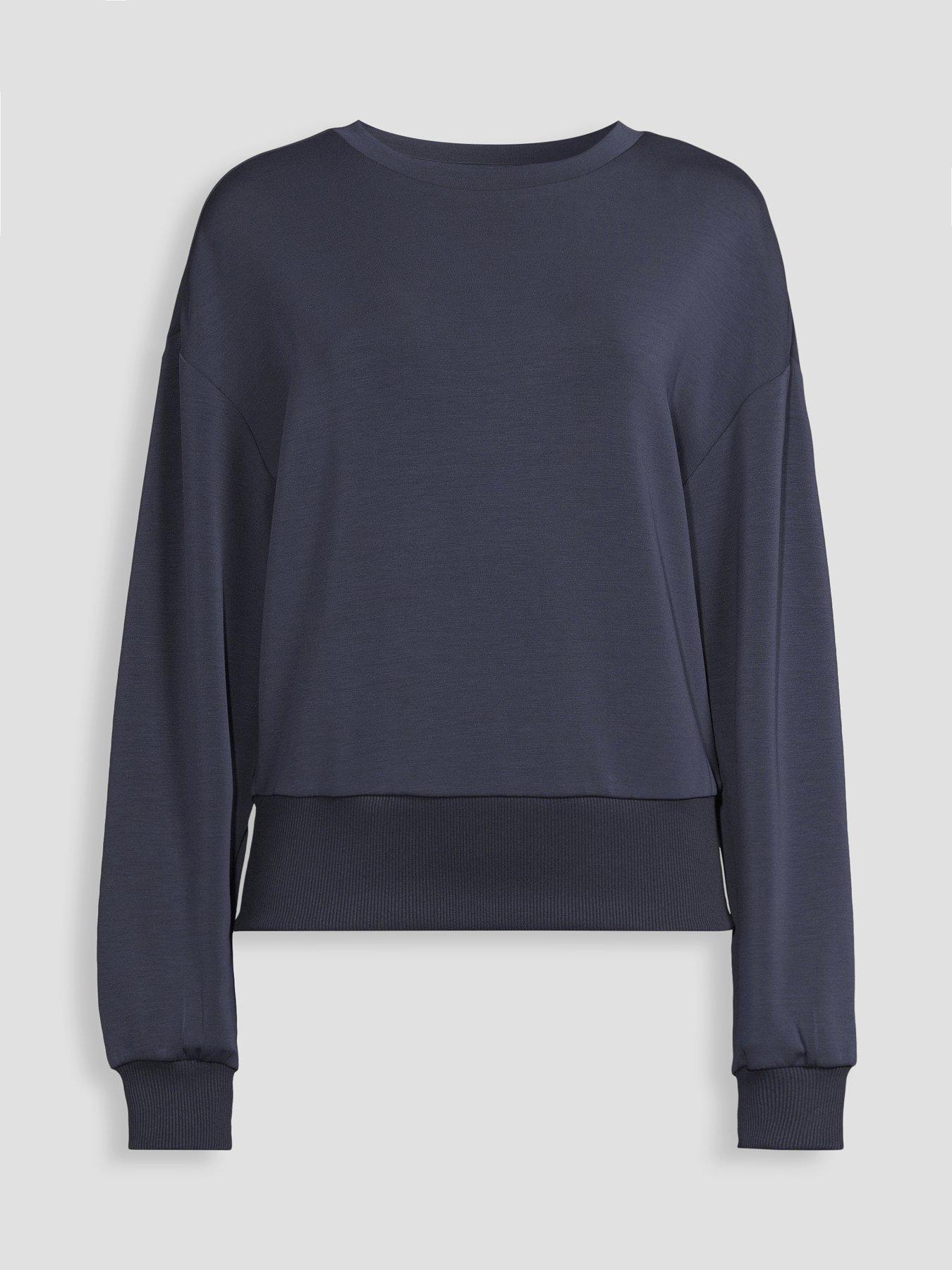 Image 7 of 7 of The Very Collection Modal Sweatshirt with Ribbed Waistband - Navy
