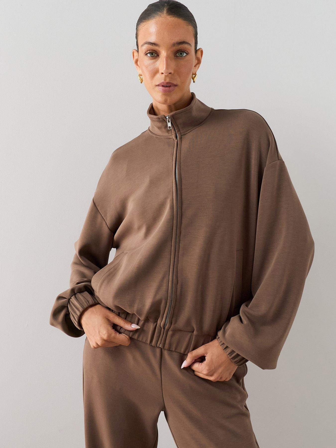 The Very Collection Zip Through Modal Jacket - Brown