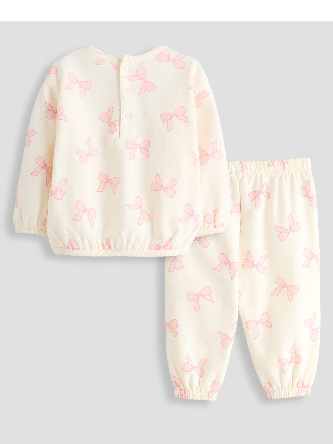 Image 2 of 6 of The Very Collection Baby Girls Bow Print Jog Set (0-3 months - 18-24 months) - Cream