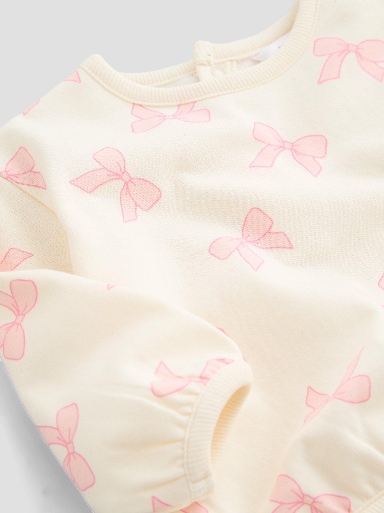 Image 4 of 6 of The Very Collection Baby Girls Bow Print Jog Set (0-3 months - 18-24 months) - Cream