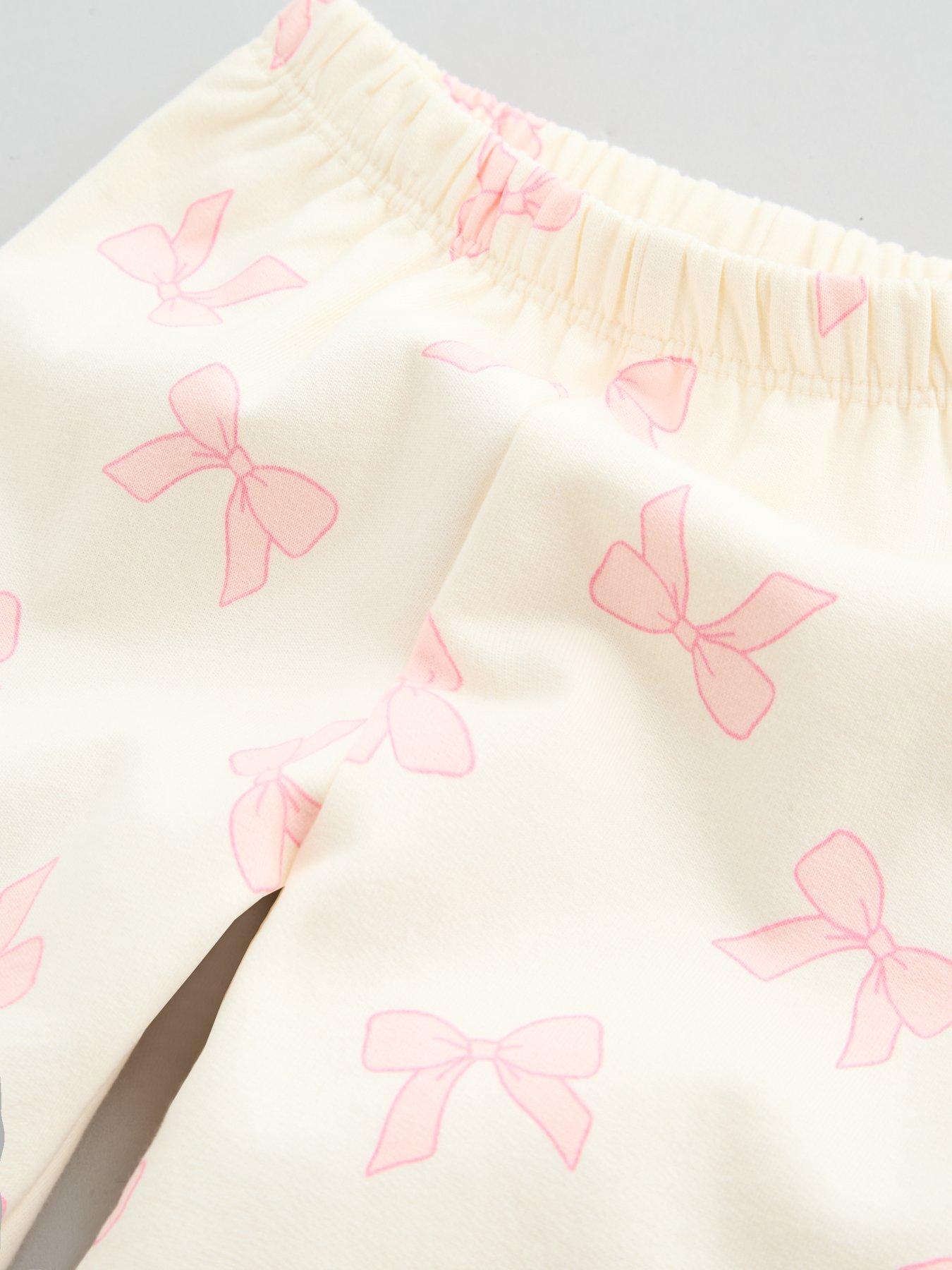Image 5 of 6 of The Very Collection Baby Girls Bow Print Jog Set (0-3 months - 18-24 months) - Cream