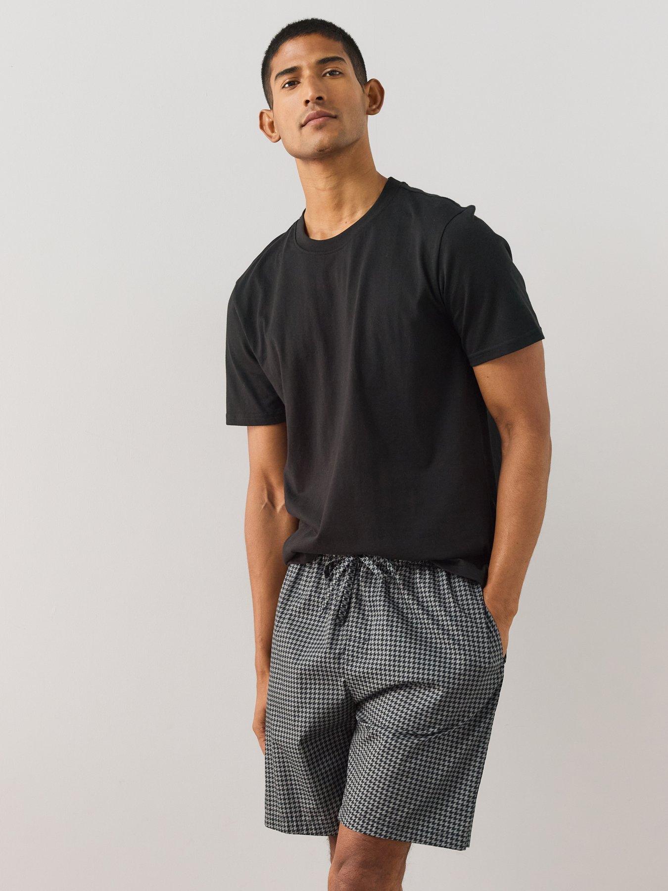 The Very Collection Pure Cotton Houndstooth Short  &  T-Shirt Pyjama - Black