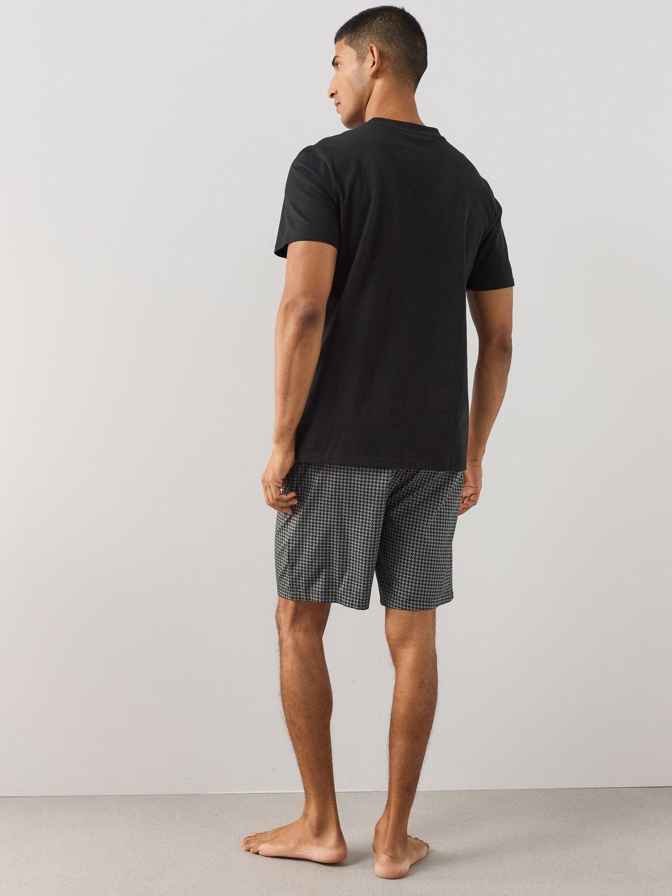 Image 2 of 7 of The Very Collection Pure Cotton Houndstooth Short &amp; T-shirt Pyjama Set - Black