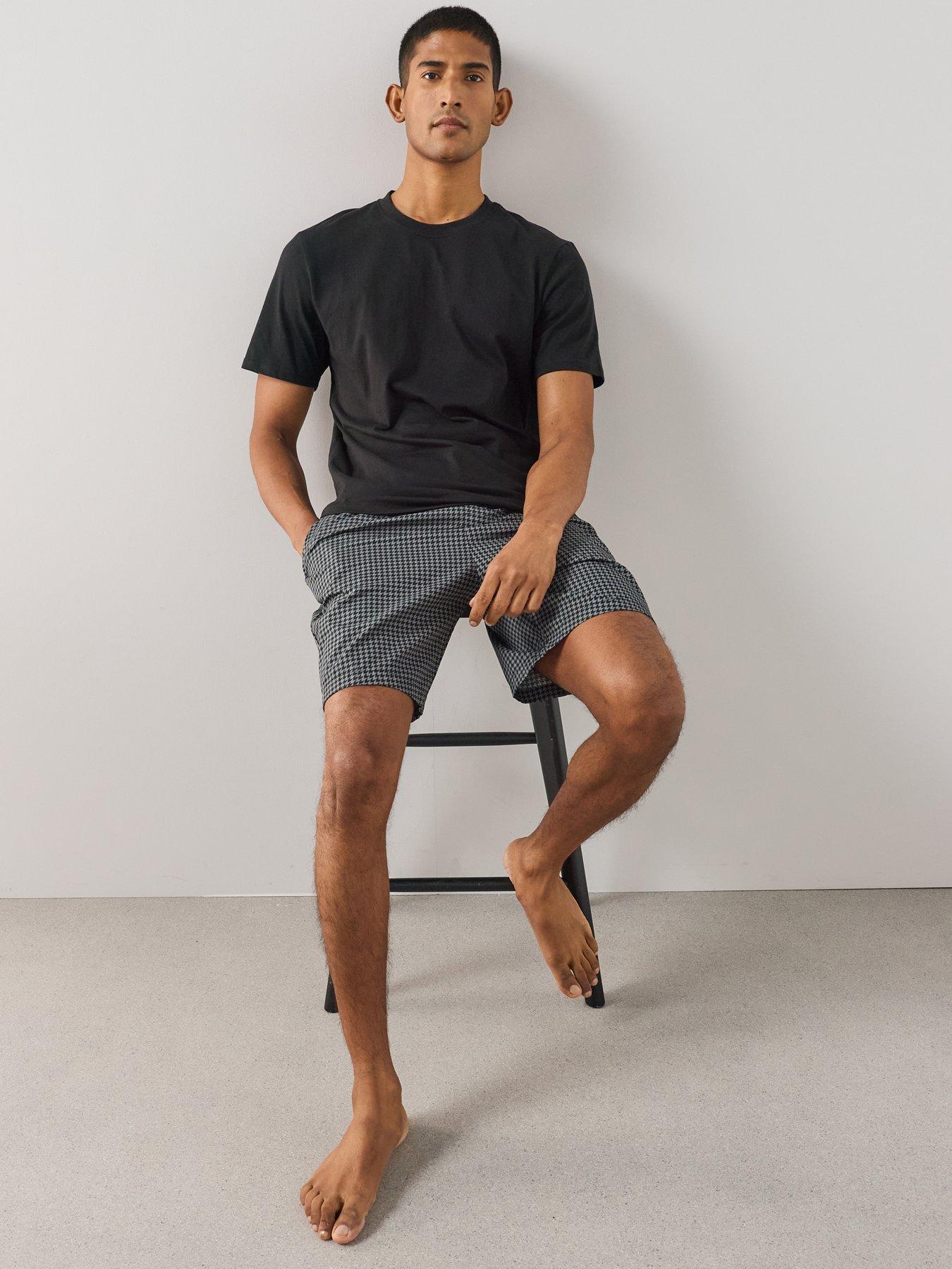 Image 3 of 7 of The Very Collection Pure Cotton Houndstooth Short &amp; T-shirt Pyjama Set - Black