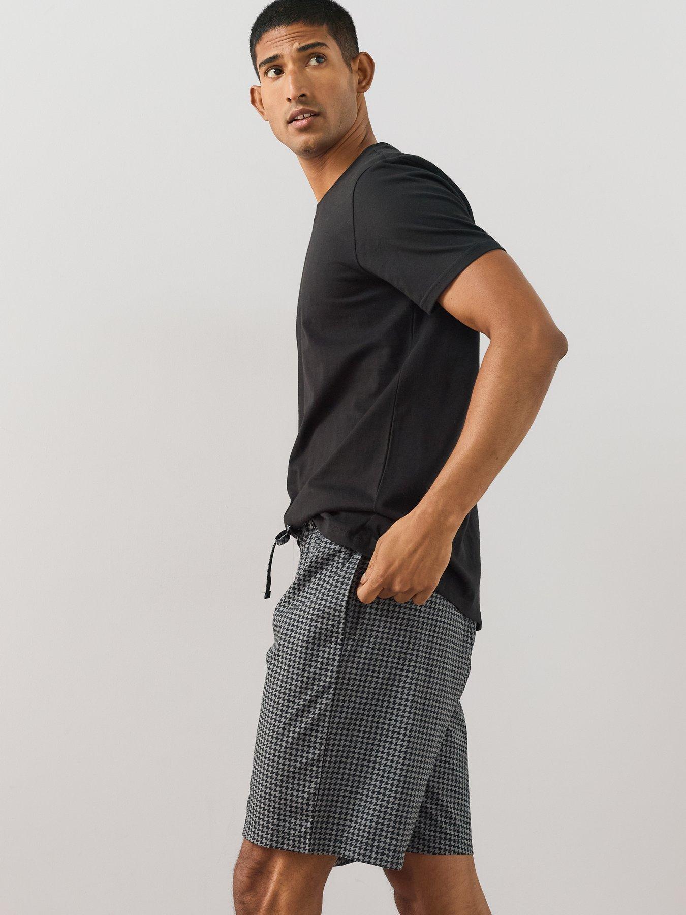 Image 4 of 7 of The Very Collection Pure Cotton Houndstooth Short &amp; T-shirt Pyjama Set - Black