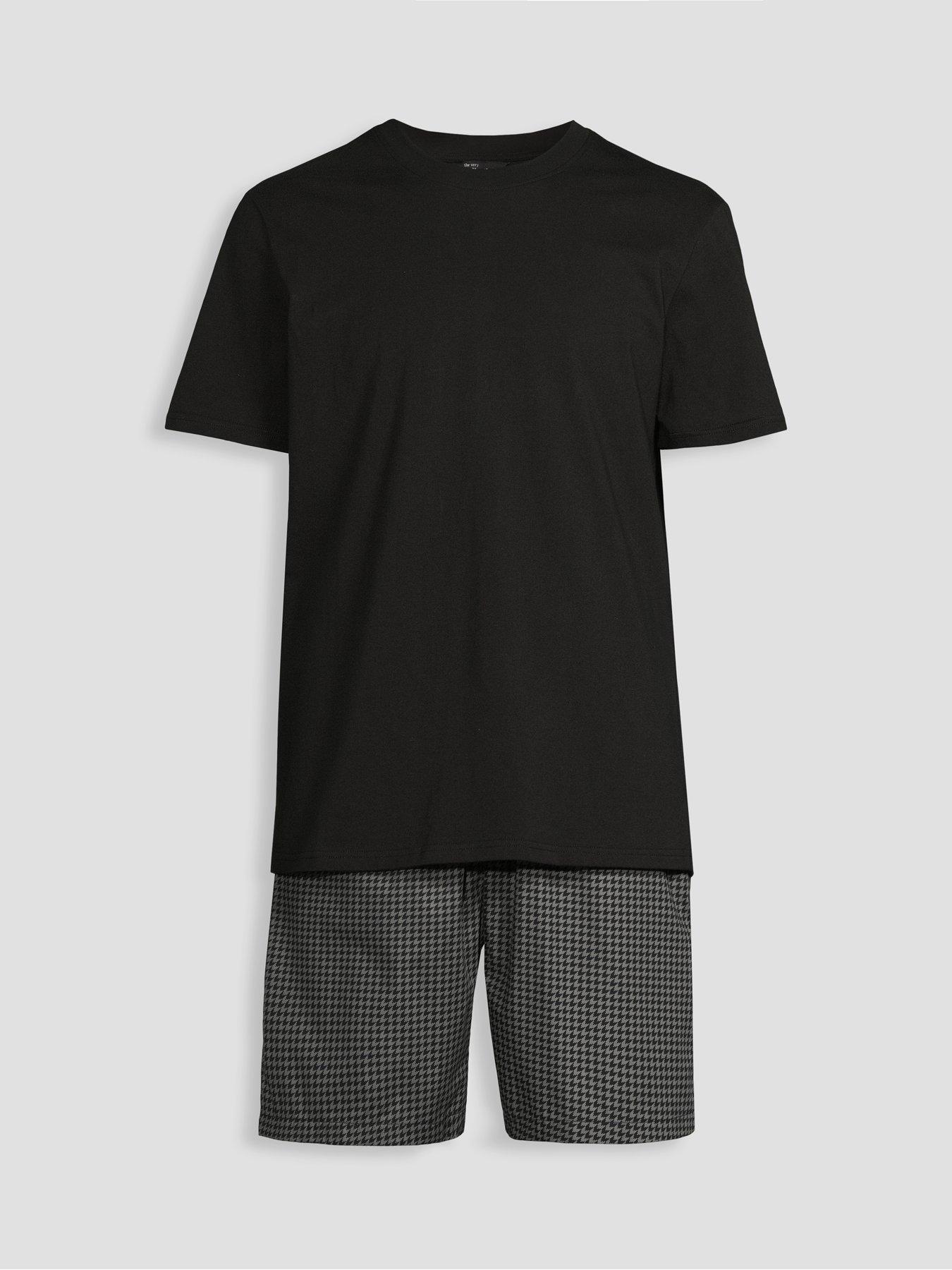 Image 7 of 7 of The Very Collection Pure Cotton Houndstooth Short &amp; T-shirt Pyjama Set - Black