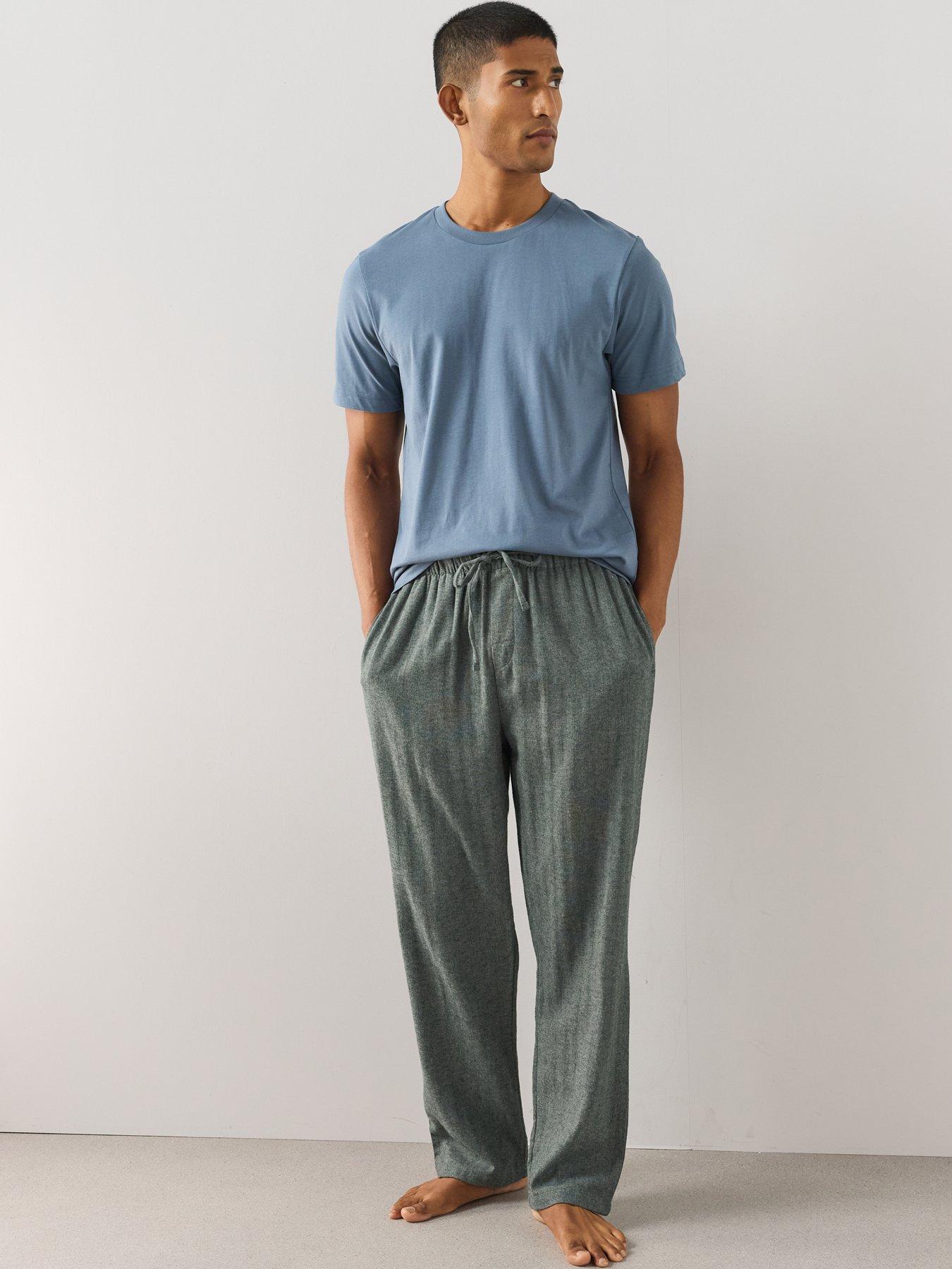 Image 2 of 7 of The Very Collection 2 Pack Brushed Pyjama Trousers - Brown/green