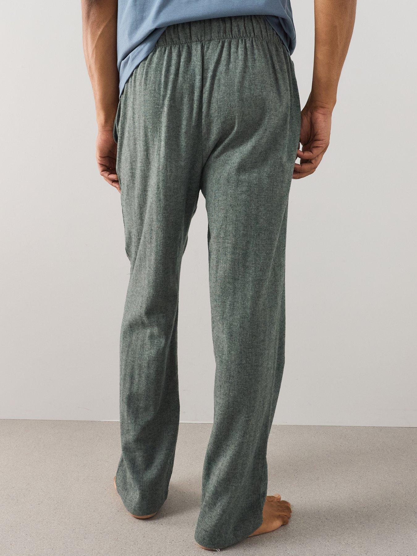 Image 3 of 7 of The Very Collection 2 Pack Brushed Pyjama Trousers - Brown/green