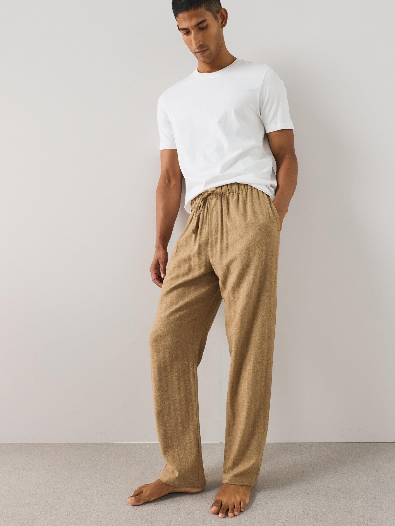Image 4 of 7 of The Very Collection 2 Pack Brushed Pyjama Trousers - Brown/green