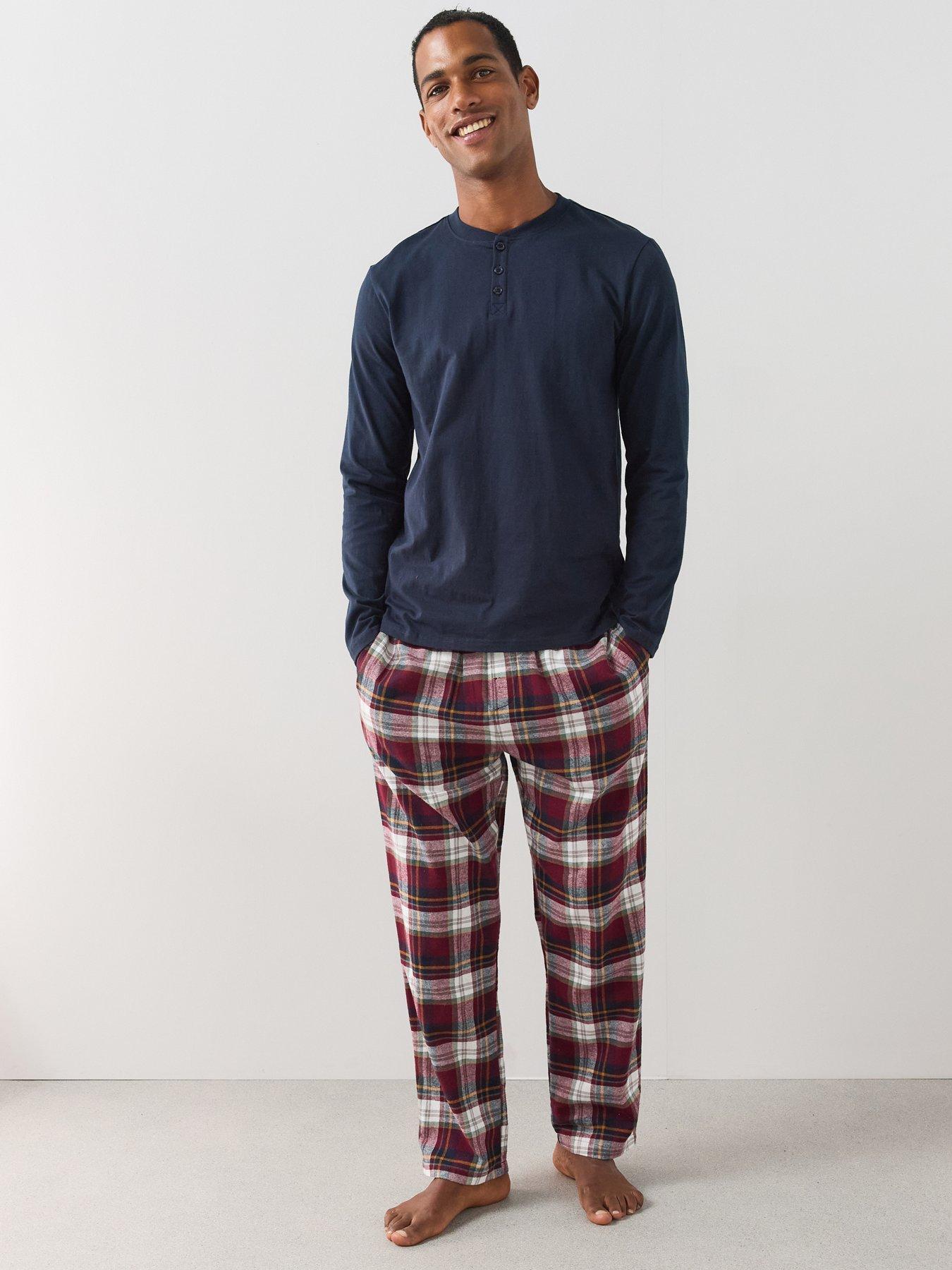 Image 1 of 7 of The Very Collection Cosy Checked Trouser &amp; T-Shirt Pyjama Set - Red/Navy