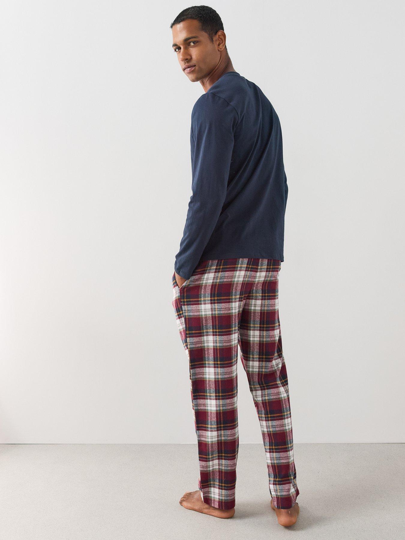 Image 2 of 7 of The Very Collection Cosy Checked Trouser &amp; T-Shirt Pyjama Set - Red/Navy