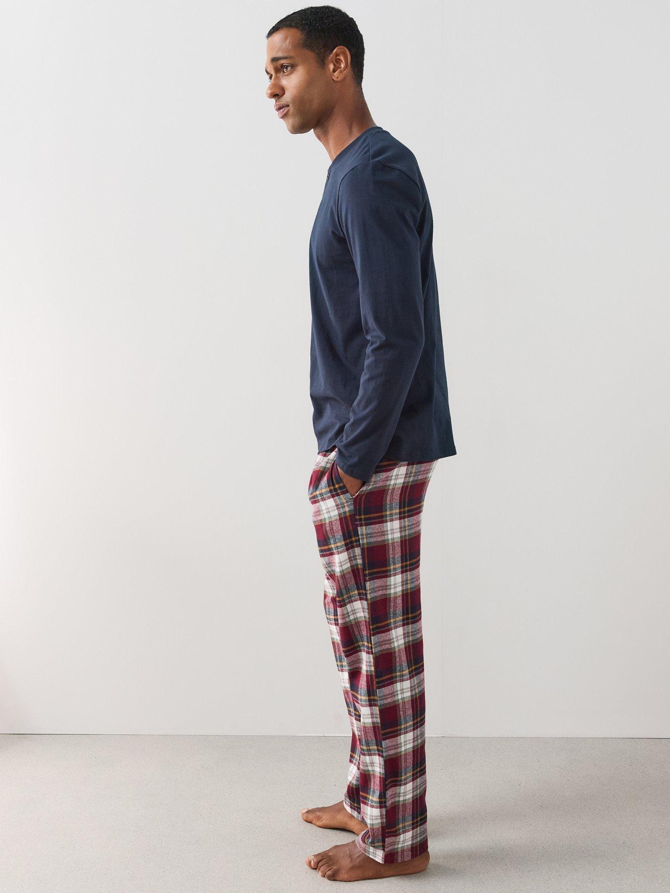 Image 3 of 7 of The Very Collection Cosy Checked Trouser &amp; T-Shirt Pyjama Set - Red/Navy