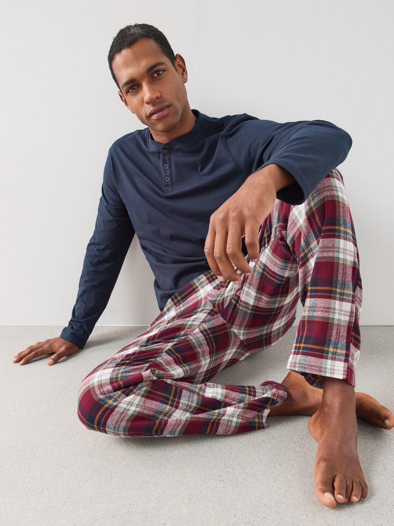 Image 4 of 7 of The Very Collection Cosy Checked Trouser &amp; T-Shirt Pyjama Set - Red/Navy