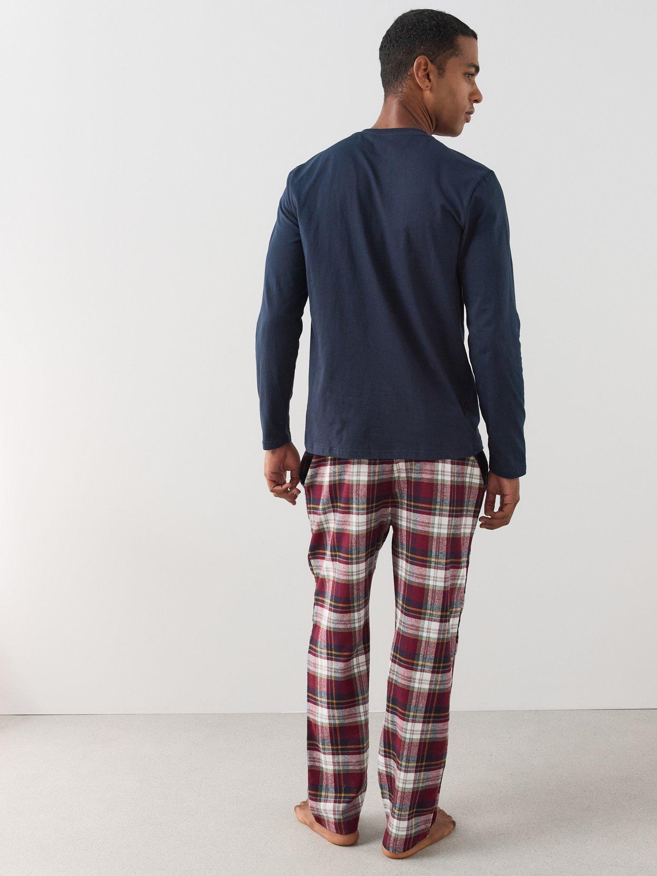 Image 5 of 7 of The Very Collection Cosy Checked Trouser &amp; T-Shirt Pyjama Set - Red/Navy