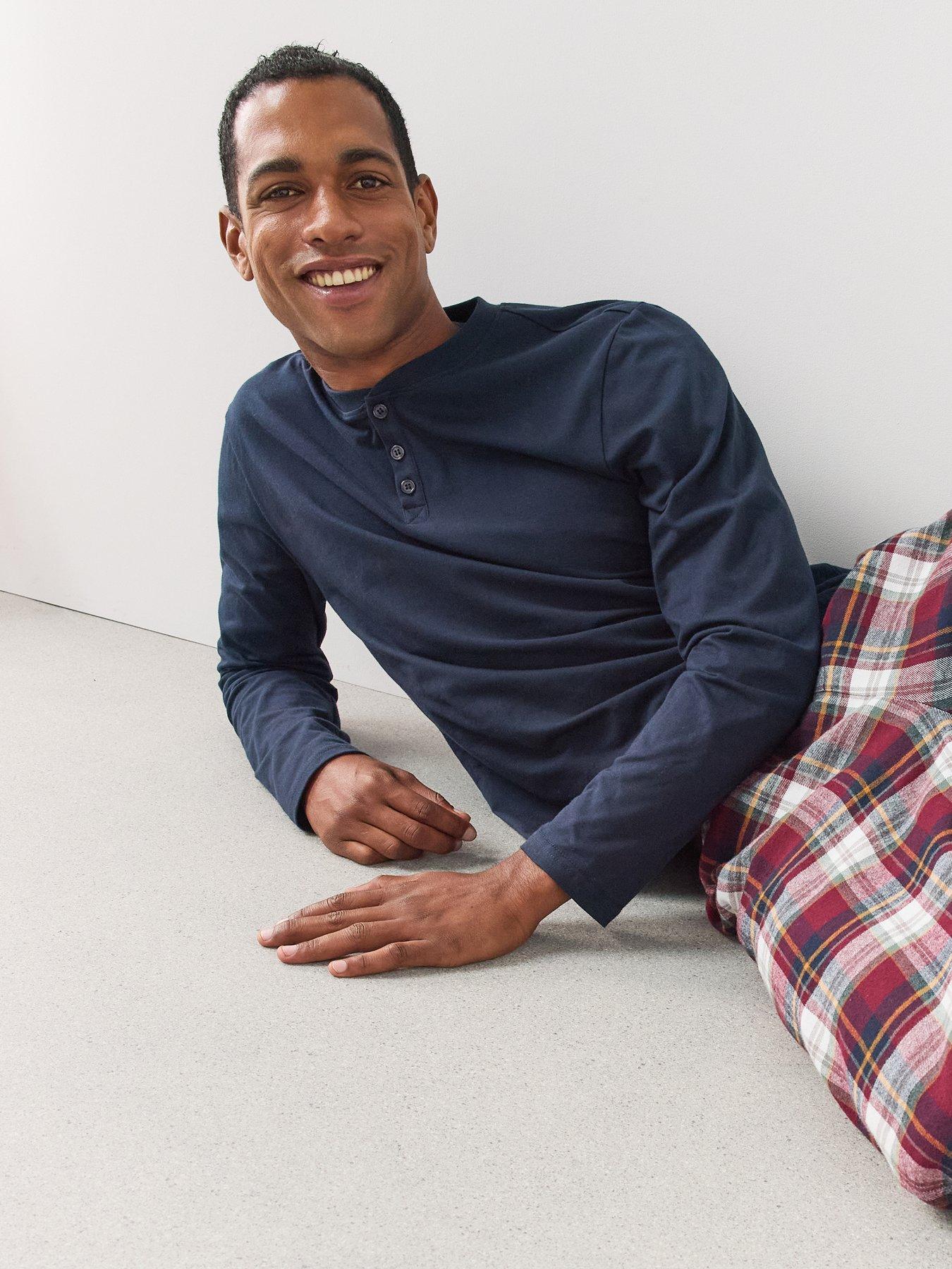 Image 6 of 7 of The Very Collection Cosy Checked Trouser &amp; T-Shirt Pyjama Set - Red/Navy