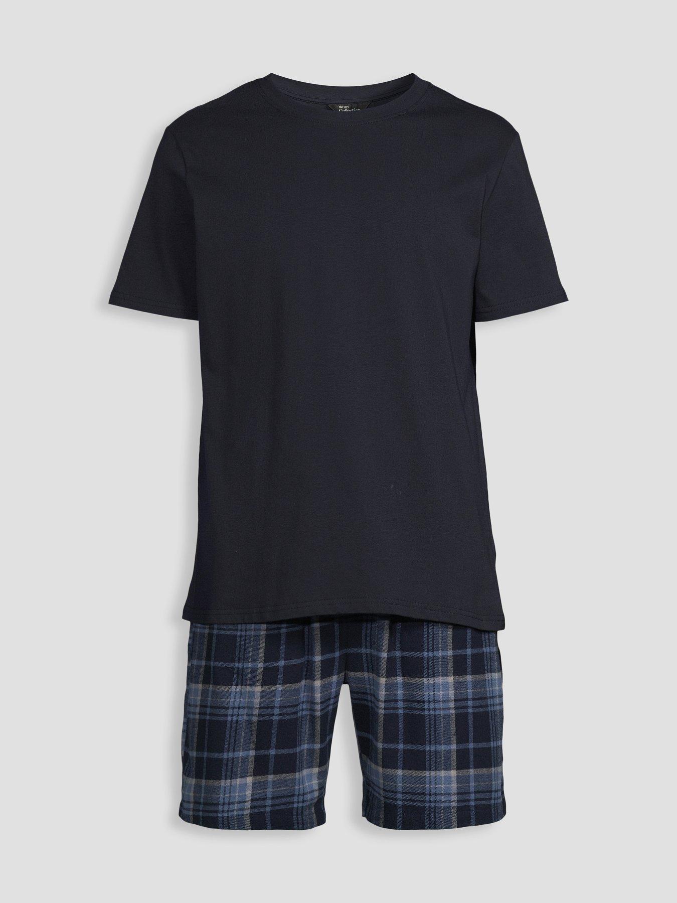 Image 7 of 7 of The Very Collection Cosy Pure Cotton T-shirt &amp; Short Pyjama Set - Navy Check