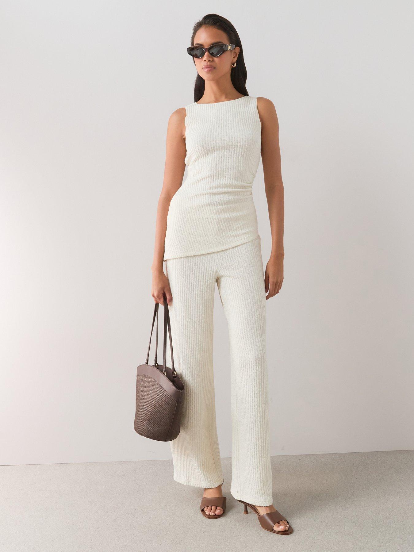 The Very Collection Ribbed Trouser Co-Ord - Cream