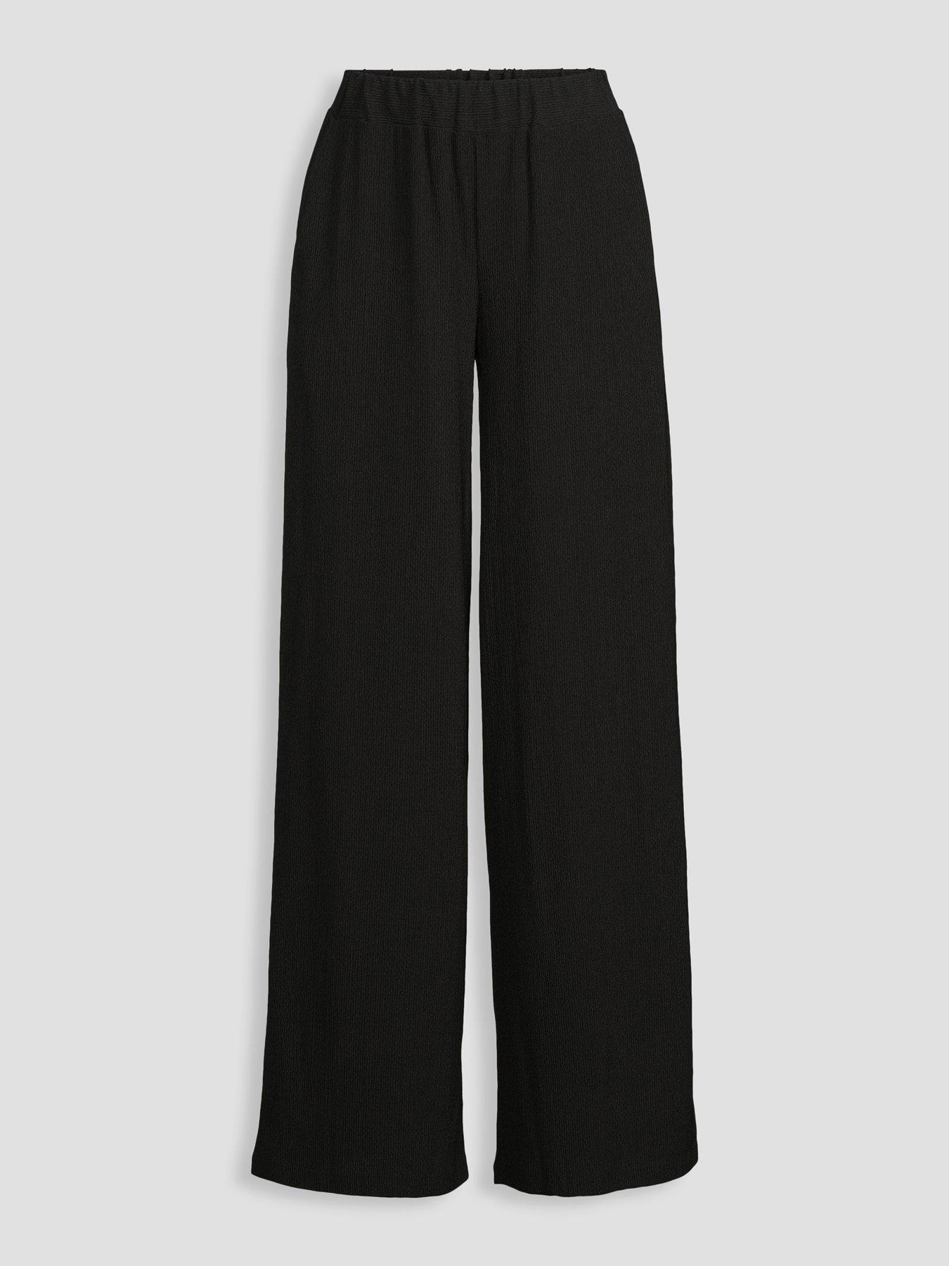 Image 7 of 7 of The Very Collection Crinkle Wide Leg Trouser Co-Ord - Black