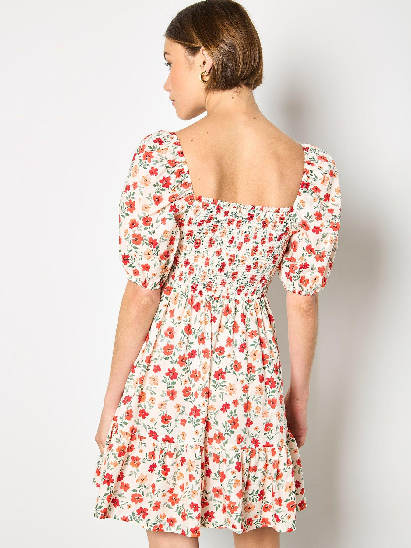 Image 2 of 5 of Apricot Puff Slv Mini Poplin Dress