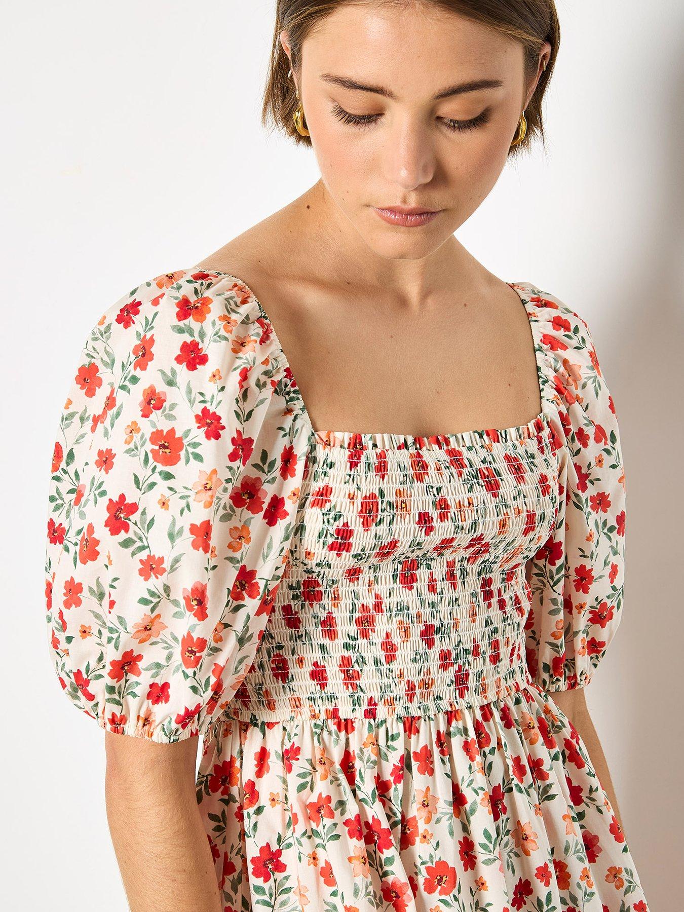 Image 4 of 5 of Apricot Puff Slv Mini Poplin Dress