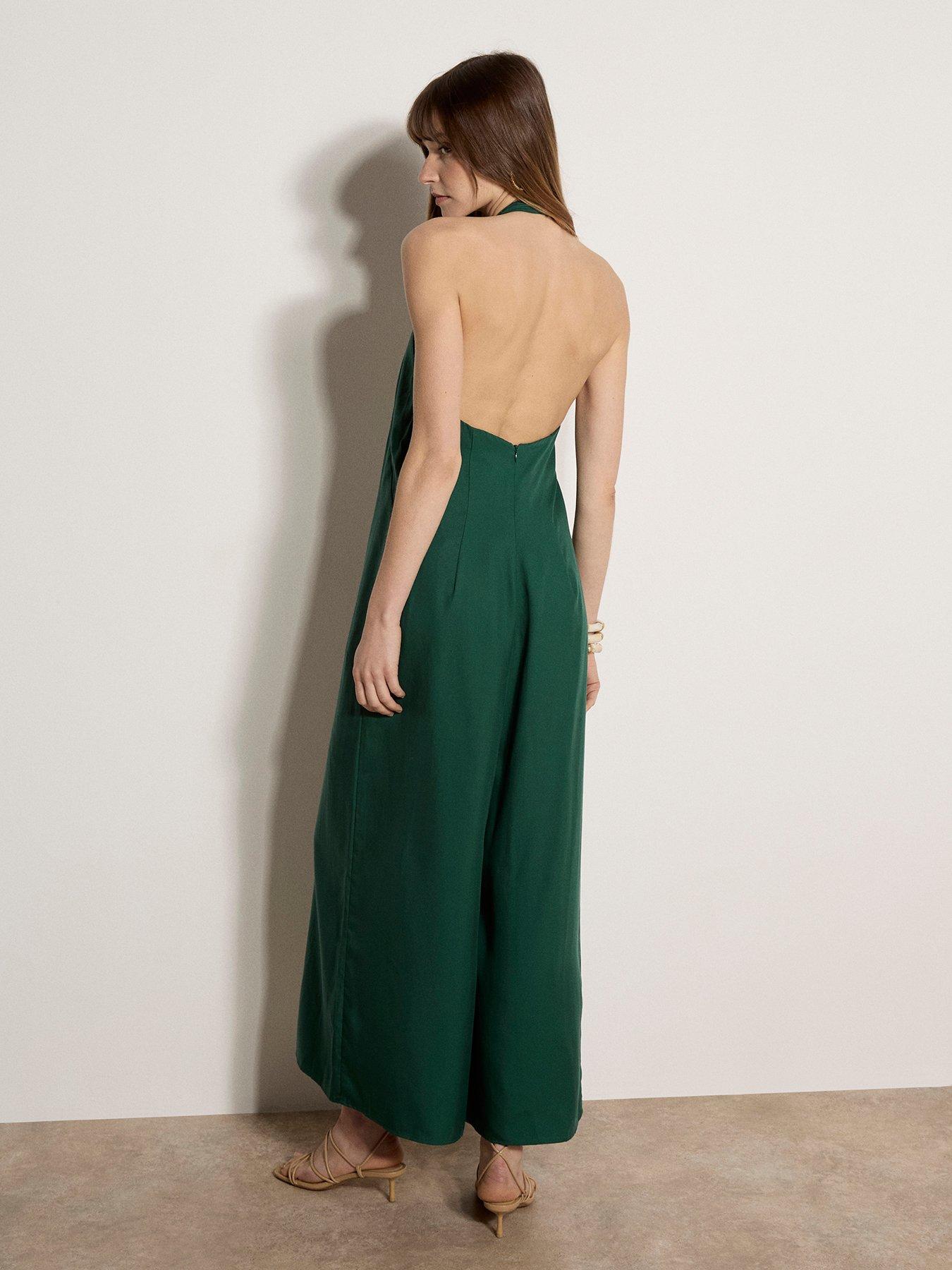  image of apricot-linen-mix-halter-neck-jumpsuit