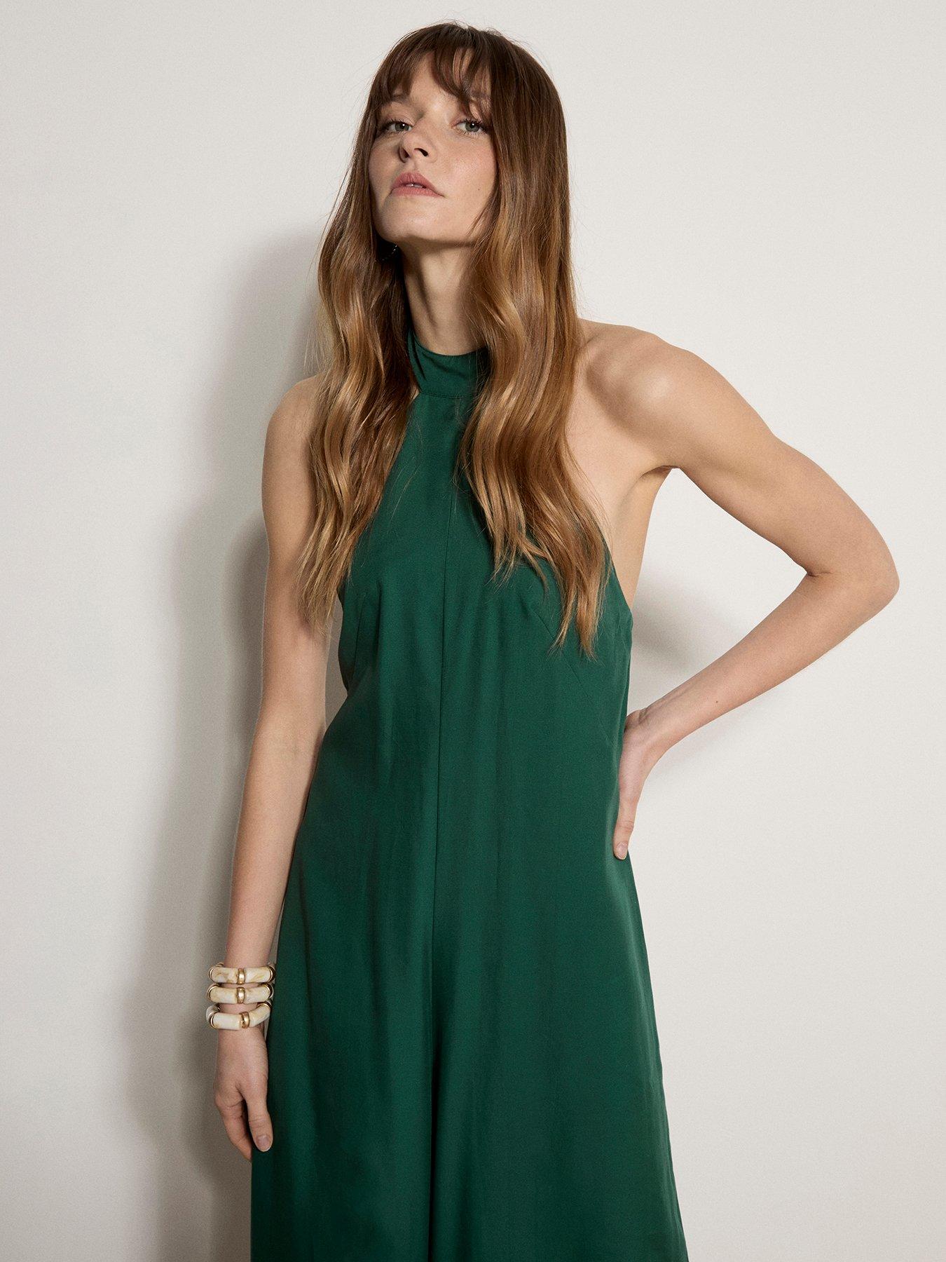  image of apricot-linen-mix-halter-neck-jumpsuit