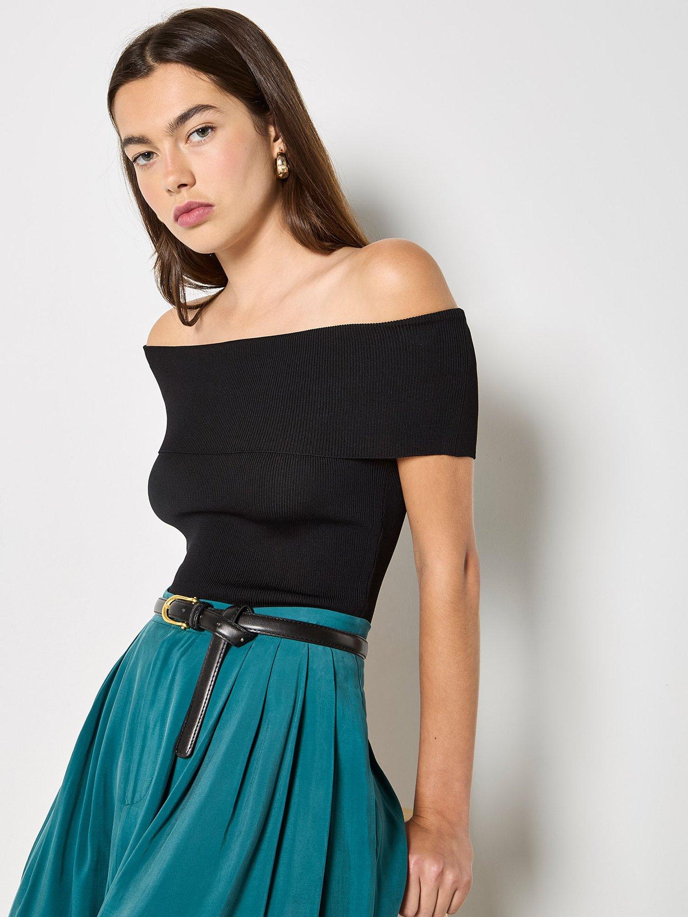  image of apricot-bardot-knit-top