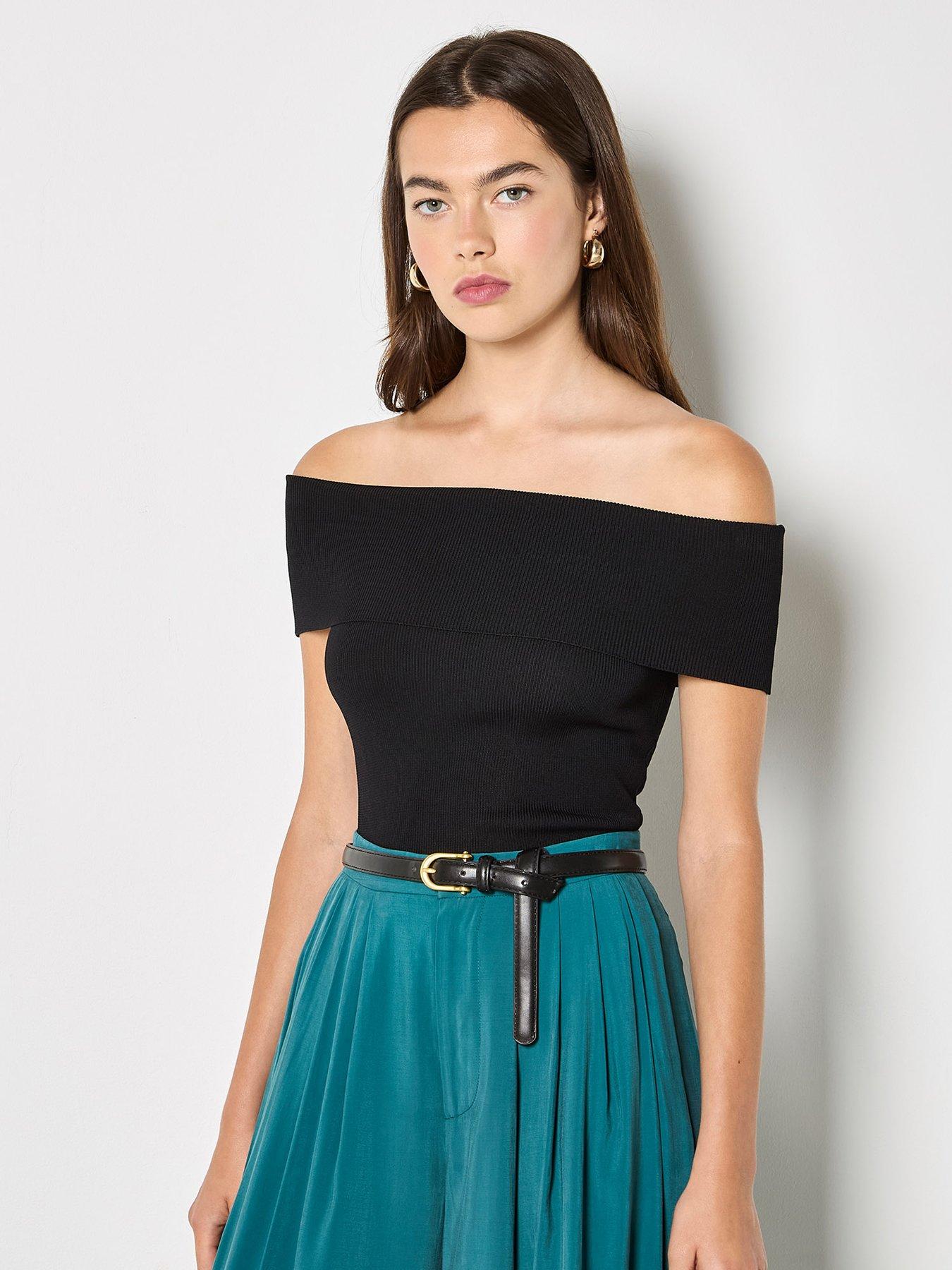  image of apricot-bardot-knit-top