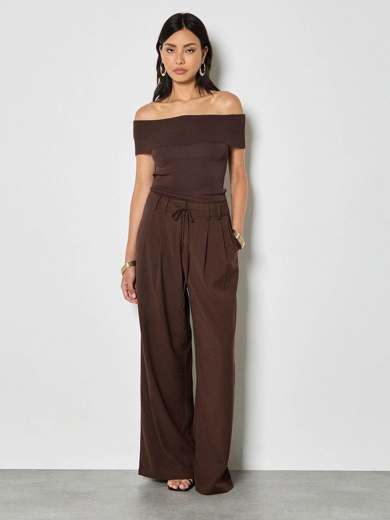  image of apricot-bardot-knit-top