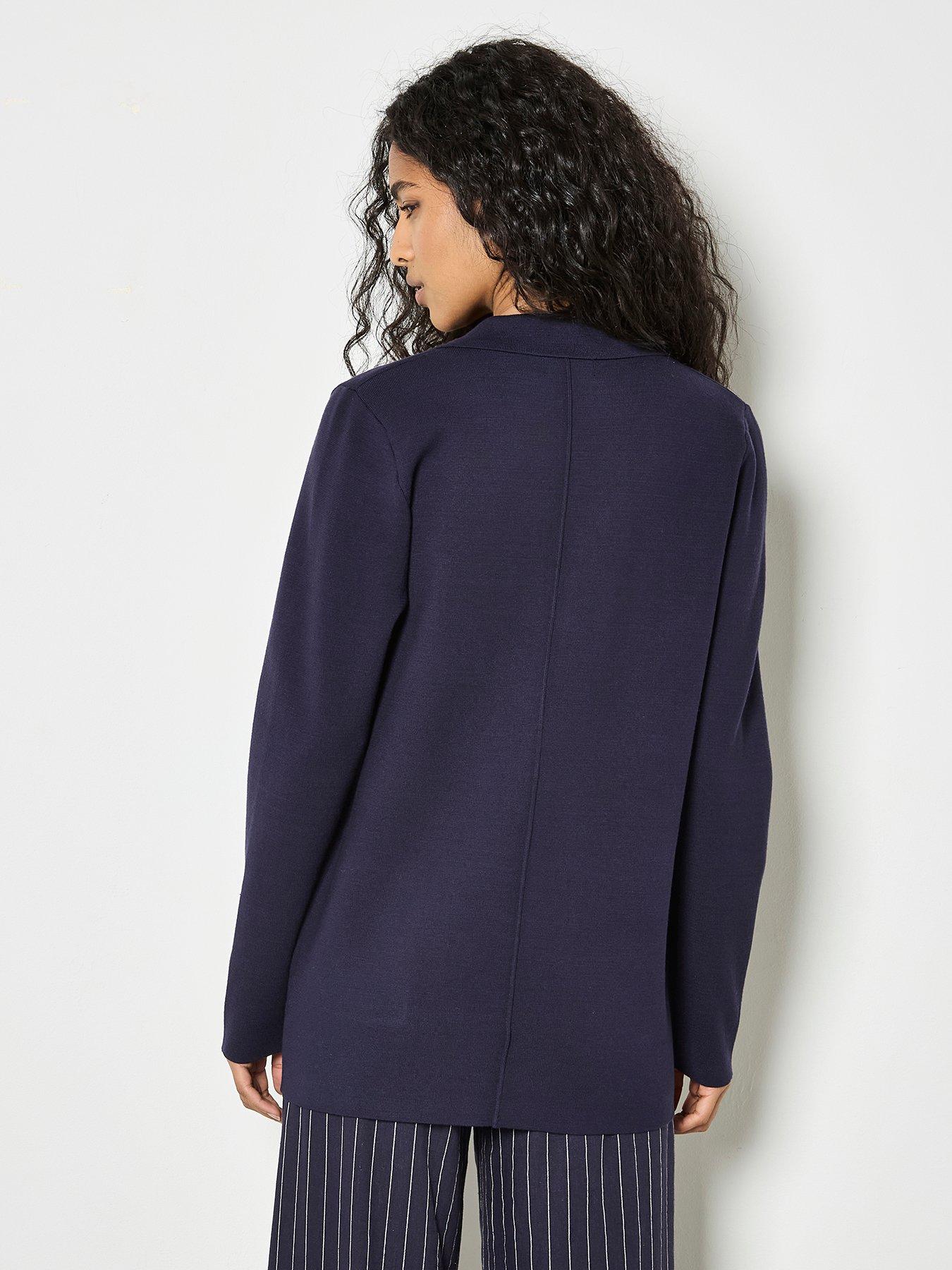  image of apricot-metal-button-knitted-blazer