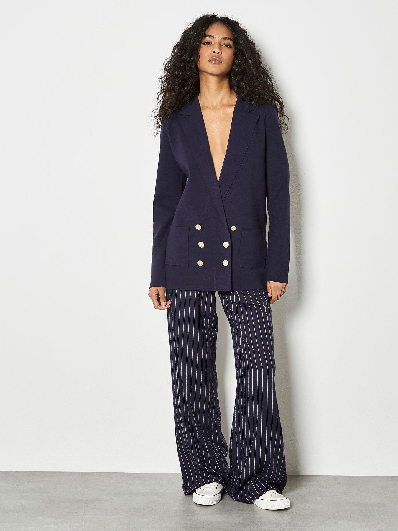  image of apricot-metal-button-knitted-blazer