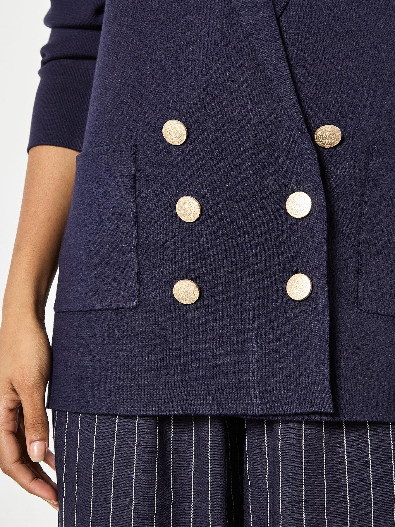  image of apricot-metal-button-knitted-blazer