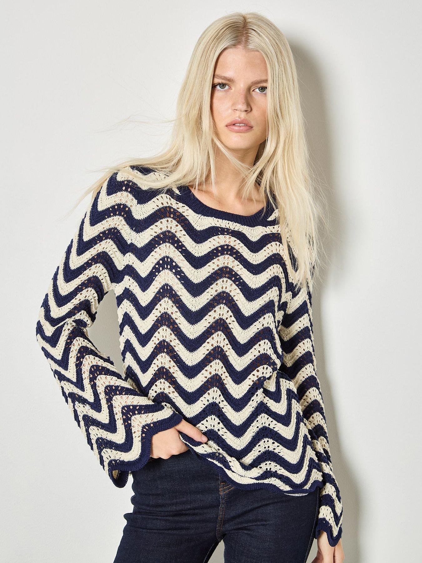 Image 1 of 4 of Apricot Waves Illusion Pointelle Jumper