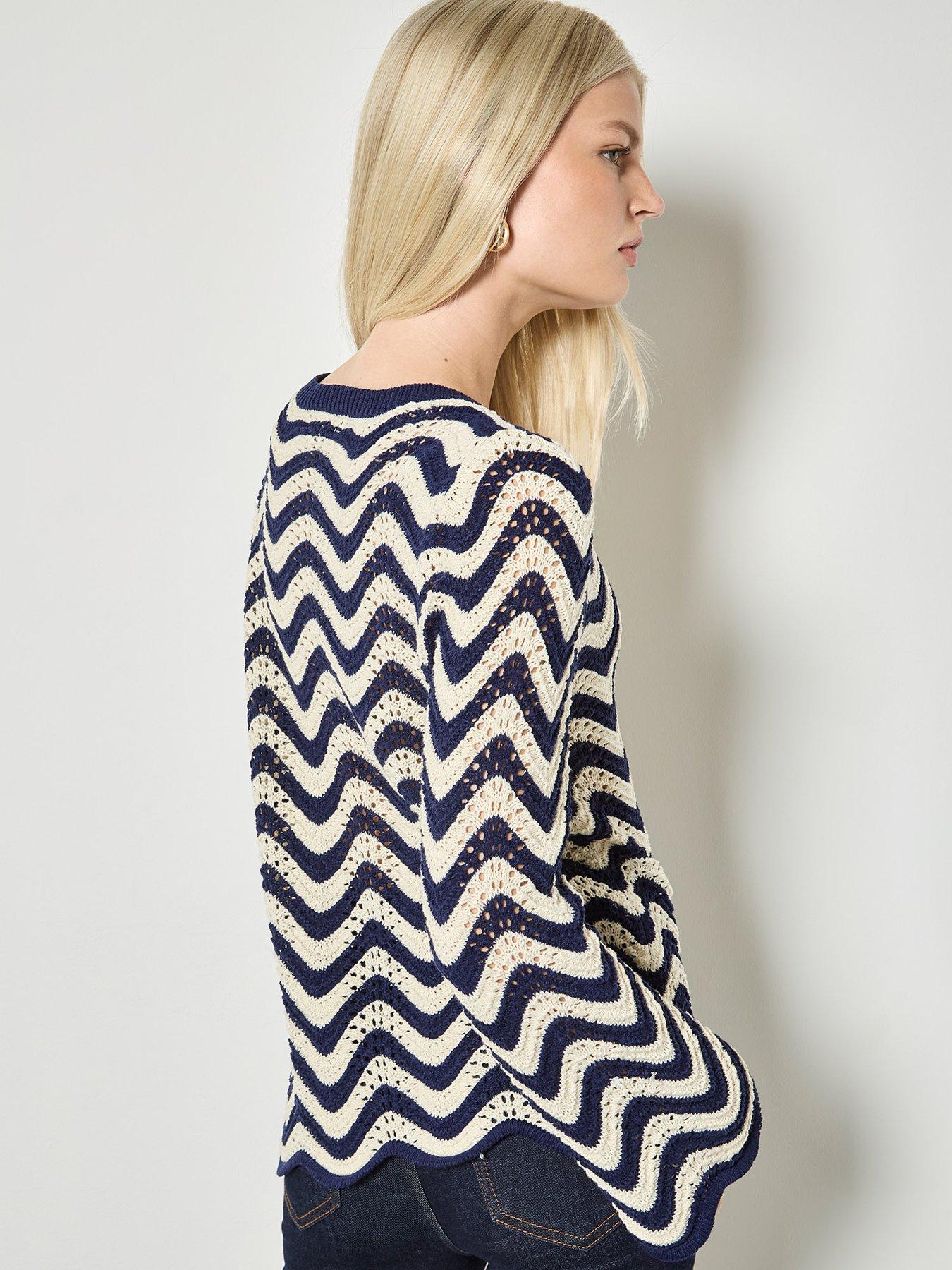 Image 2 of 4 of Apricot Waves Illusion Pointelle Jumper