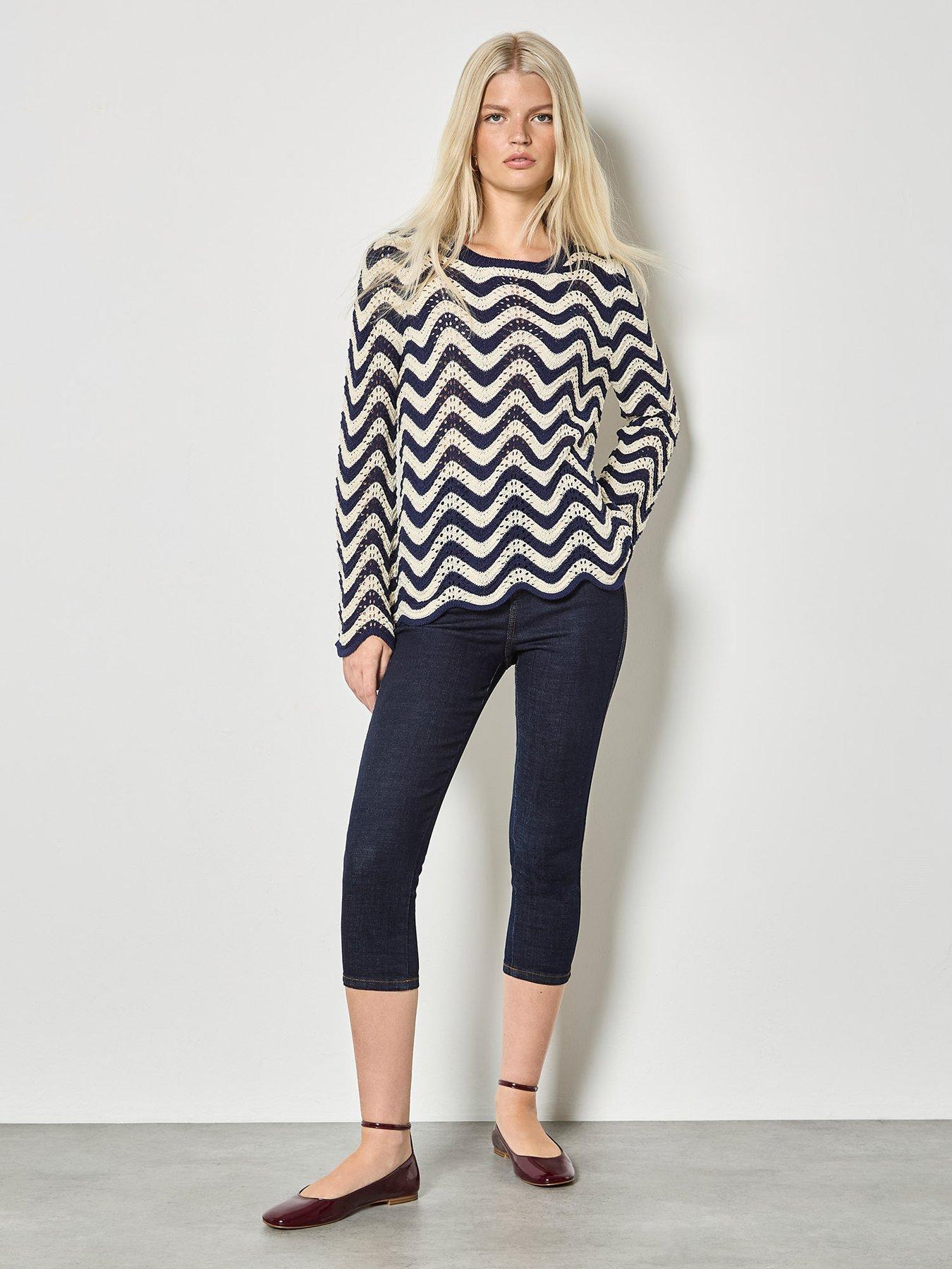 Image 3 of 4 of Apricot Waves Illusion Pointelle Jumper