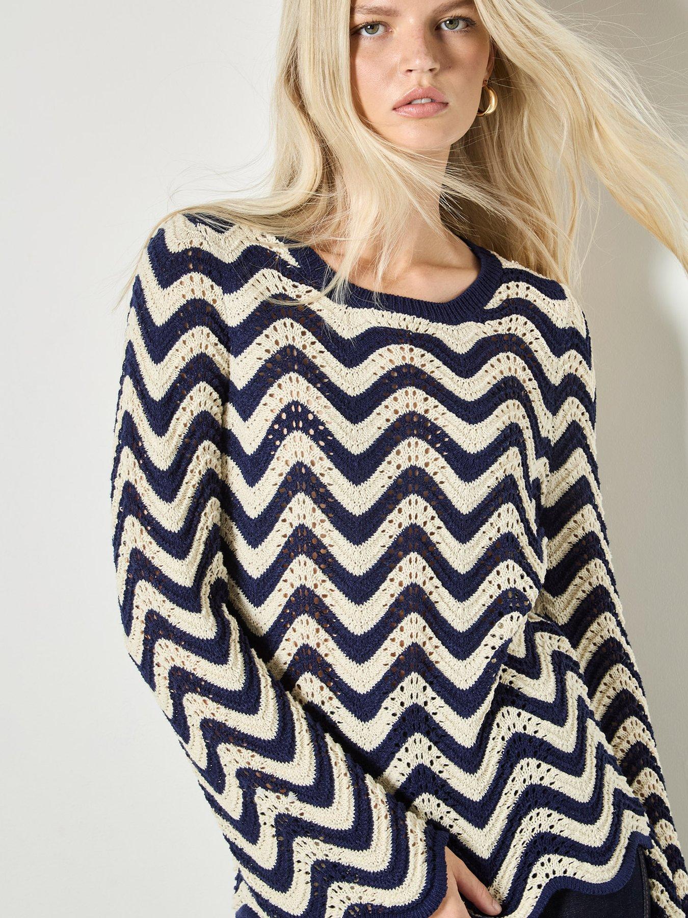 Image 4 of 4 of Apricot Waves Illusion Pointelle Jumper