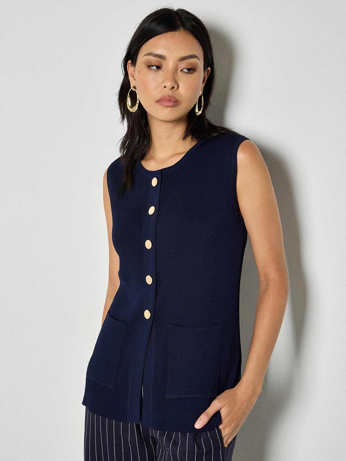 Apricot Gold Btn Ribbed Two Pocket Waistcoat