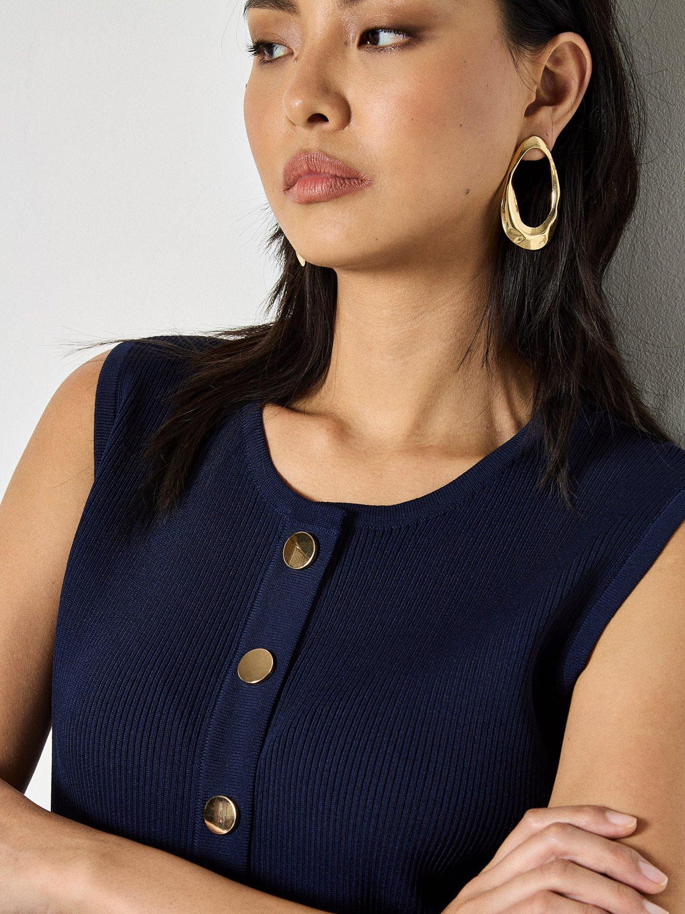  image of apricot-gold-btn-ribbed-two-pocket-waistcoat