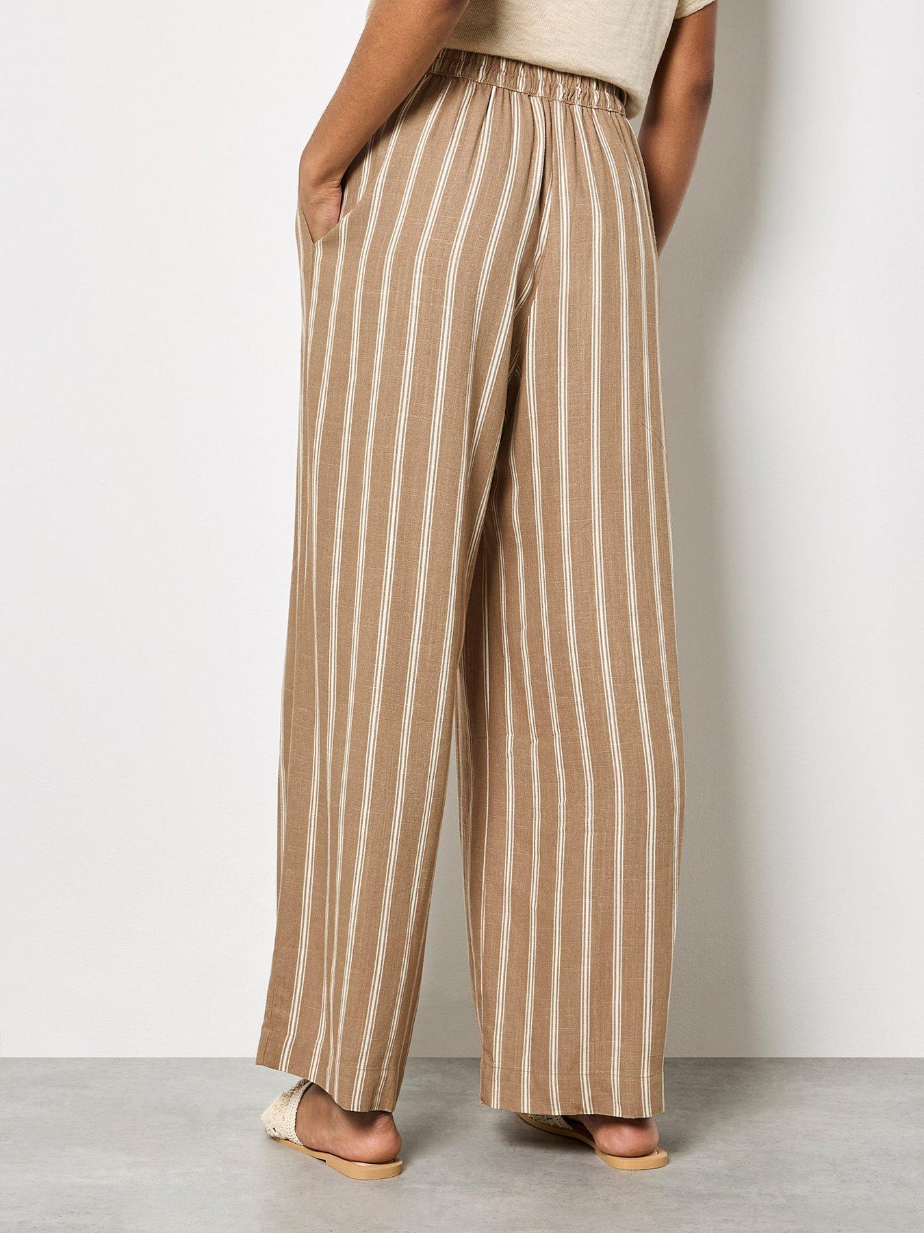 Image 2 of 5 of Apricot Stripe Linen Mix Trousers