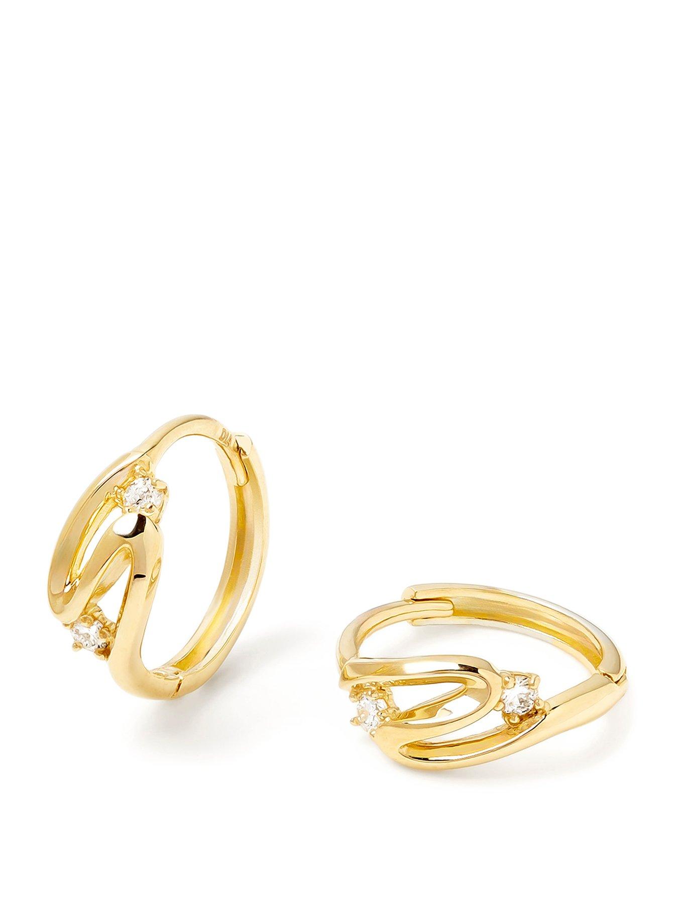 Created Brilliance Flora 9ct Yellow Gold Lab-Grown Diamond Whimsical Huggie Hoop Earrings