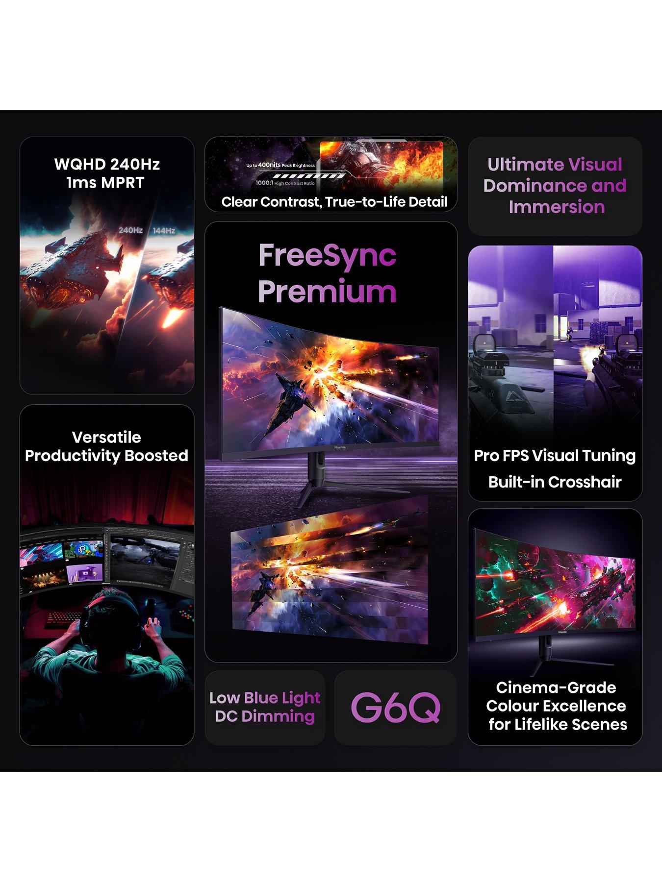 Image 3 of 8 of Hisense 34G6QUK - 34in - Ultrawide WQHD - 240Hz - Curved Gaming Monitor