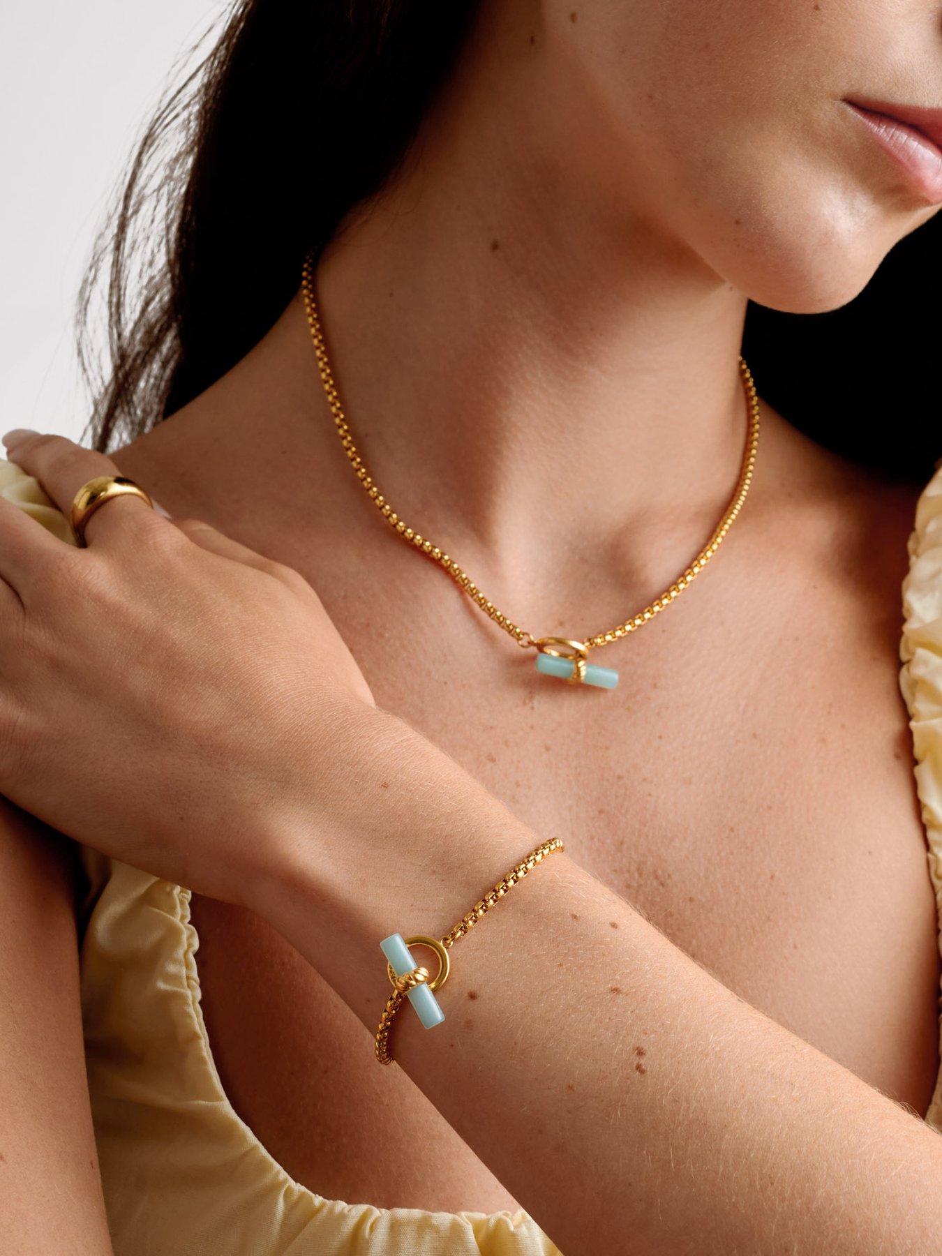 Image 1 of 5 of Katie Loxton Azura T-Bar Bracelet , Gold Coated , 18.5cm - Waterproof