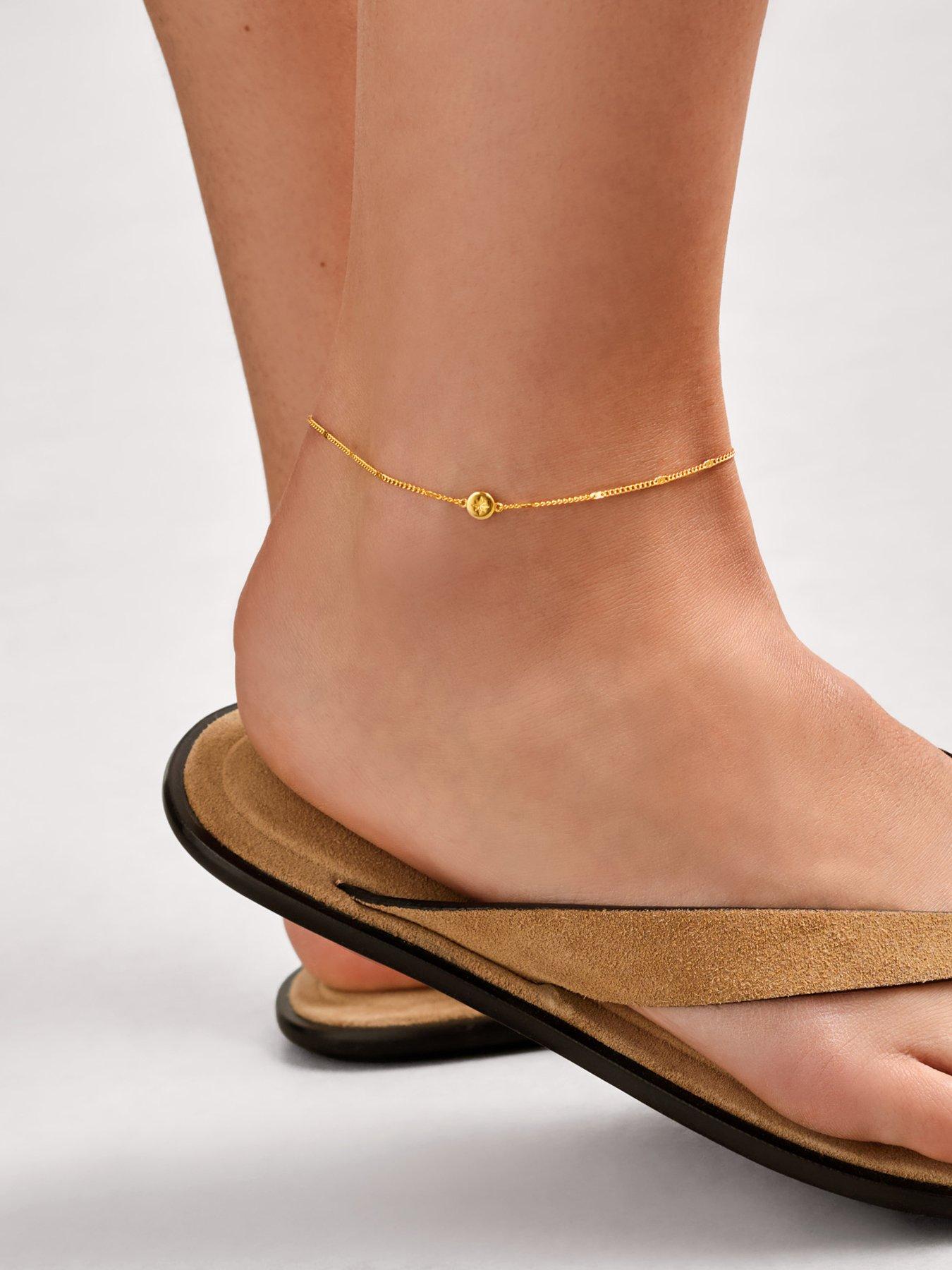 Image 1 of 5 of Katie Loxton Aphira Anklet , Gold Coated , 23cm + 3cm extender - Waterproof