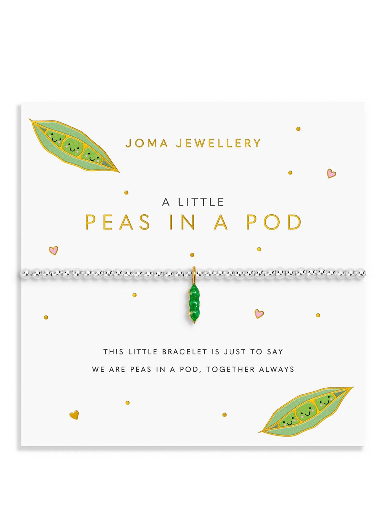 Katie Loxton A LITTLE VIBES , PEAS IN A POD , Silver Plated , Bracelet , 17.5cm stretch