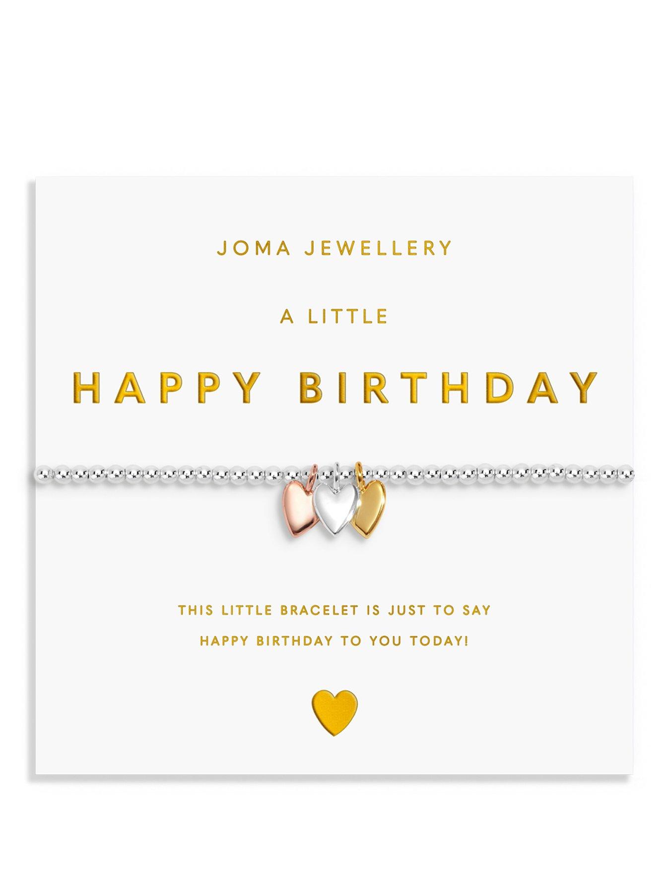 Katie Loxton A LITTLE CHARMED MOMENTS , HAPPY BIRTHDAY , Silver, Gold & Rose Gold Plated , Bracelet , 17.5cm stretch